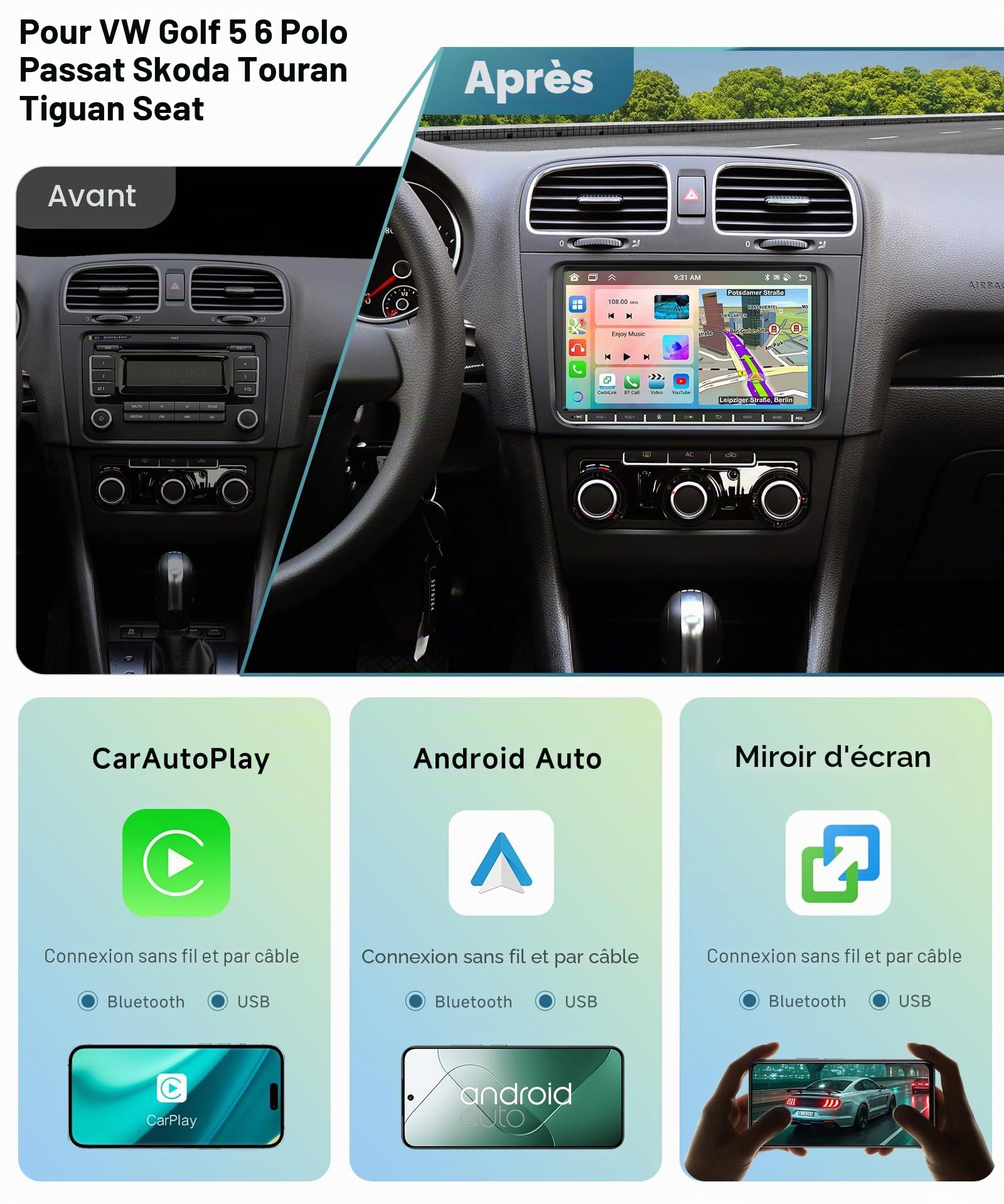 vechtel-autoradio-sp-cifique-v-hicule-vw-golf-9-pouces-6go-128go image 2