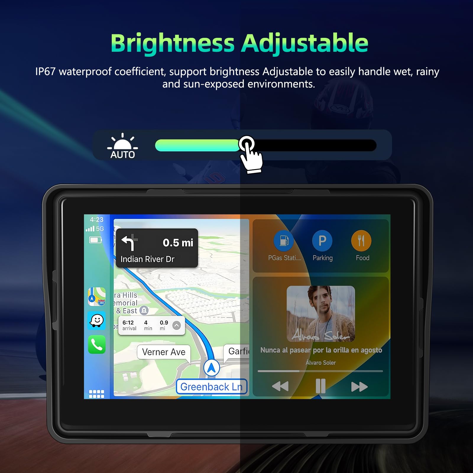 podofo-motorcycle-carplay-screen-moto-cran-5-pouces-ip67 image 6