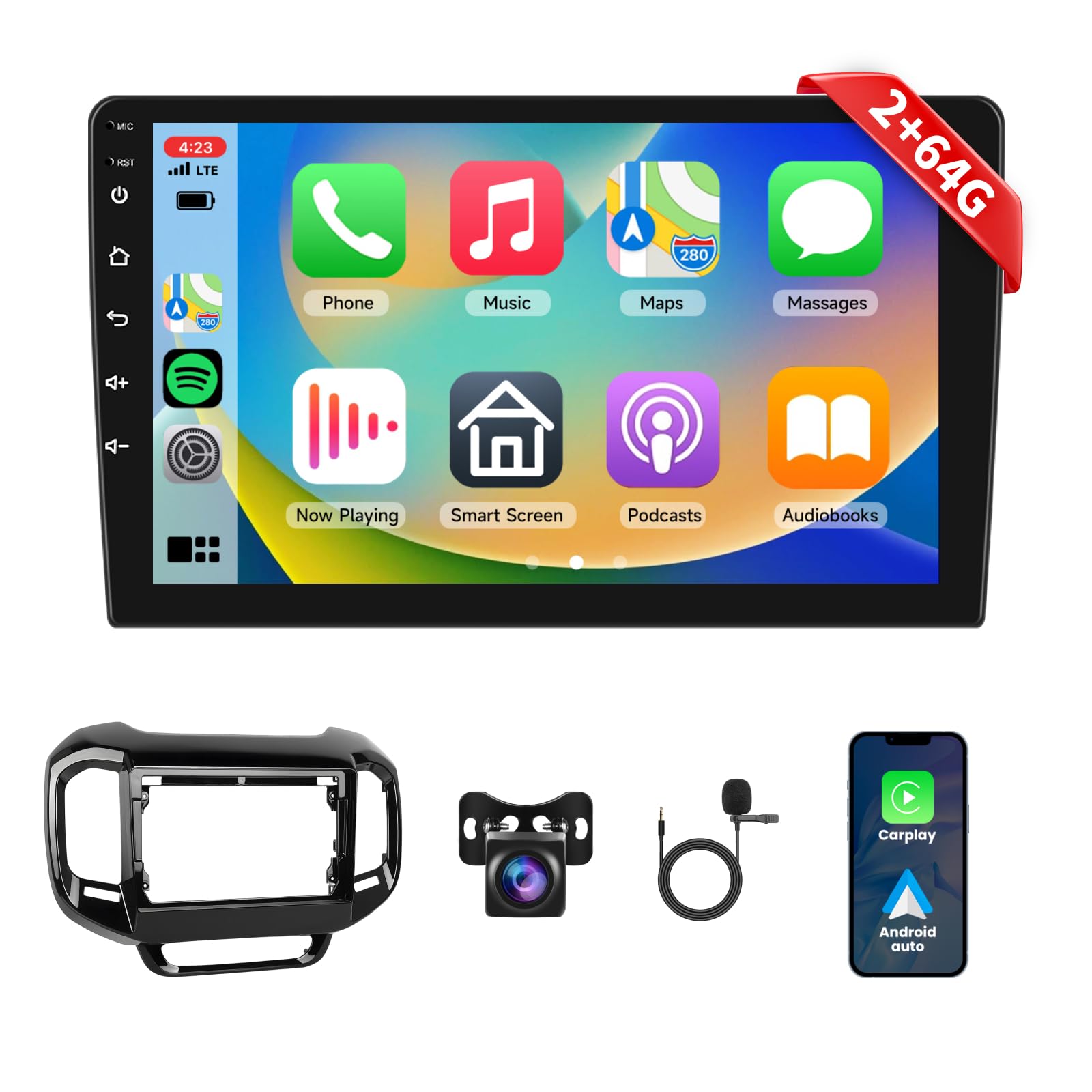 podofo-android-car-radio-2-din-autoradio-9-pouces-2-64g-carplay image 1