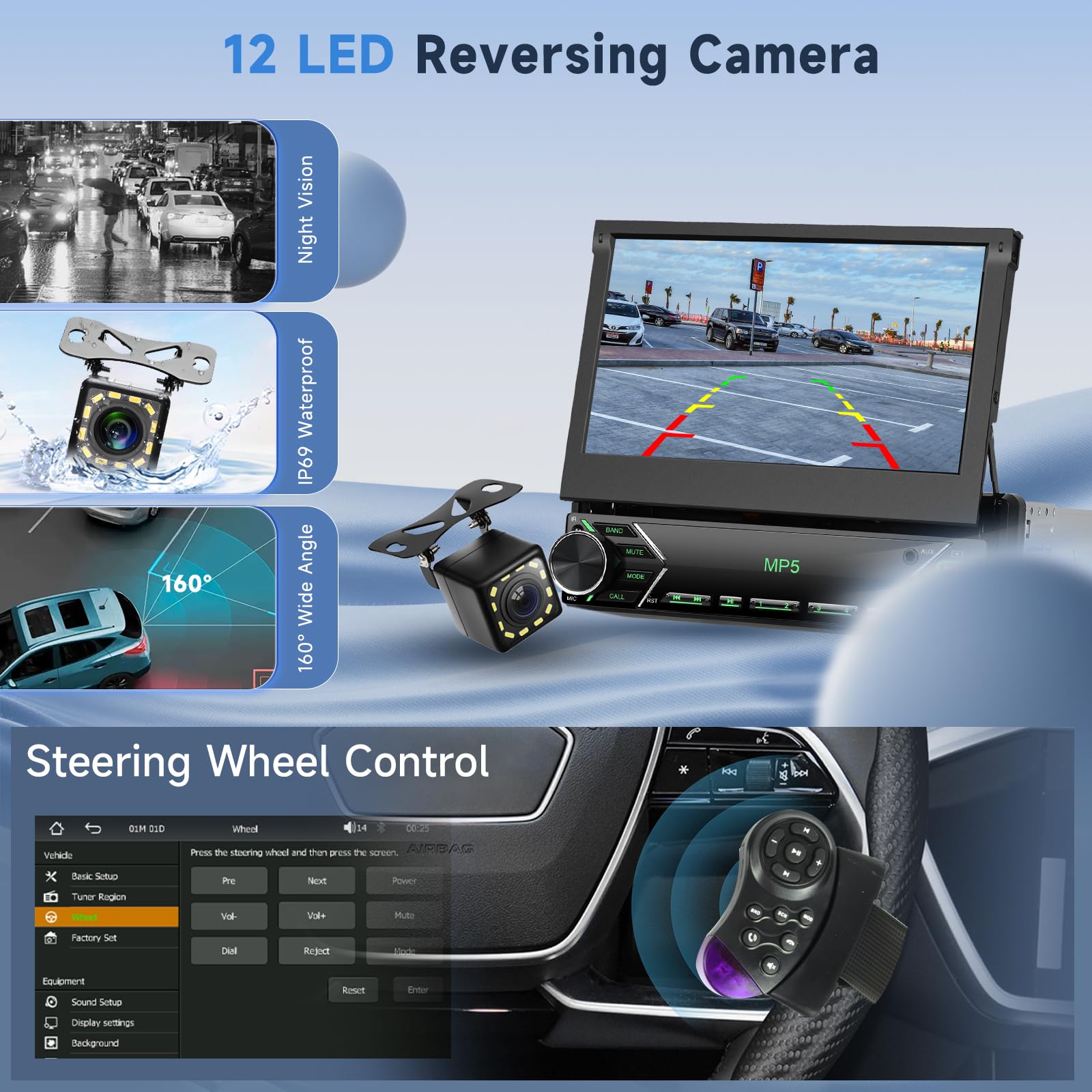podofo-android-car-radio-autoradio-1-din-7-r-tractable-cam-ra image 4