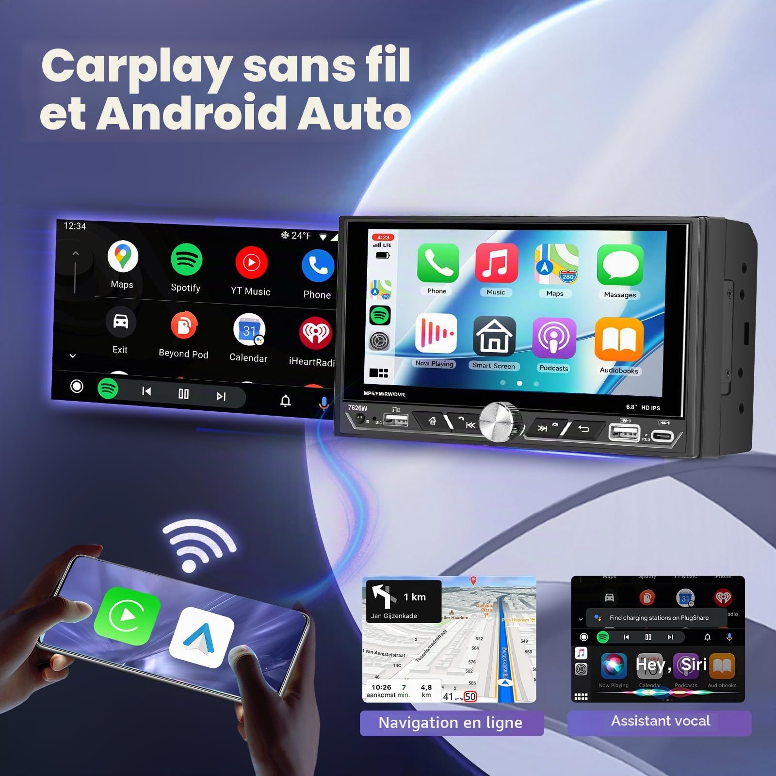 vechtel-autoradio-2-din-6-8-pouces-carplay-sans-fil-cam-ra-recul image 2