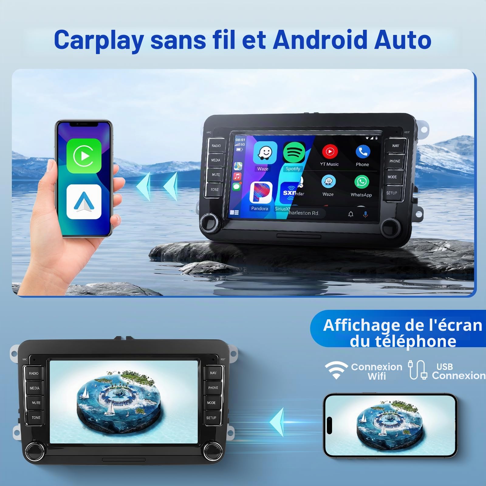 podofo-android-car-radio-autoradio-vw-7-4-64g-carplay image 3