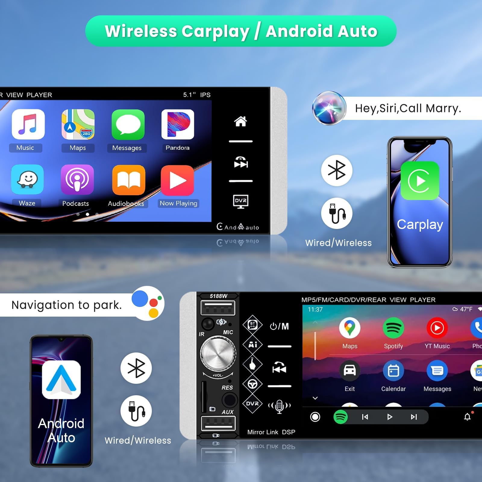 vechtel-autoradio-1-din-5-1-carplay-android-auto-bluetooth image 2