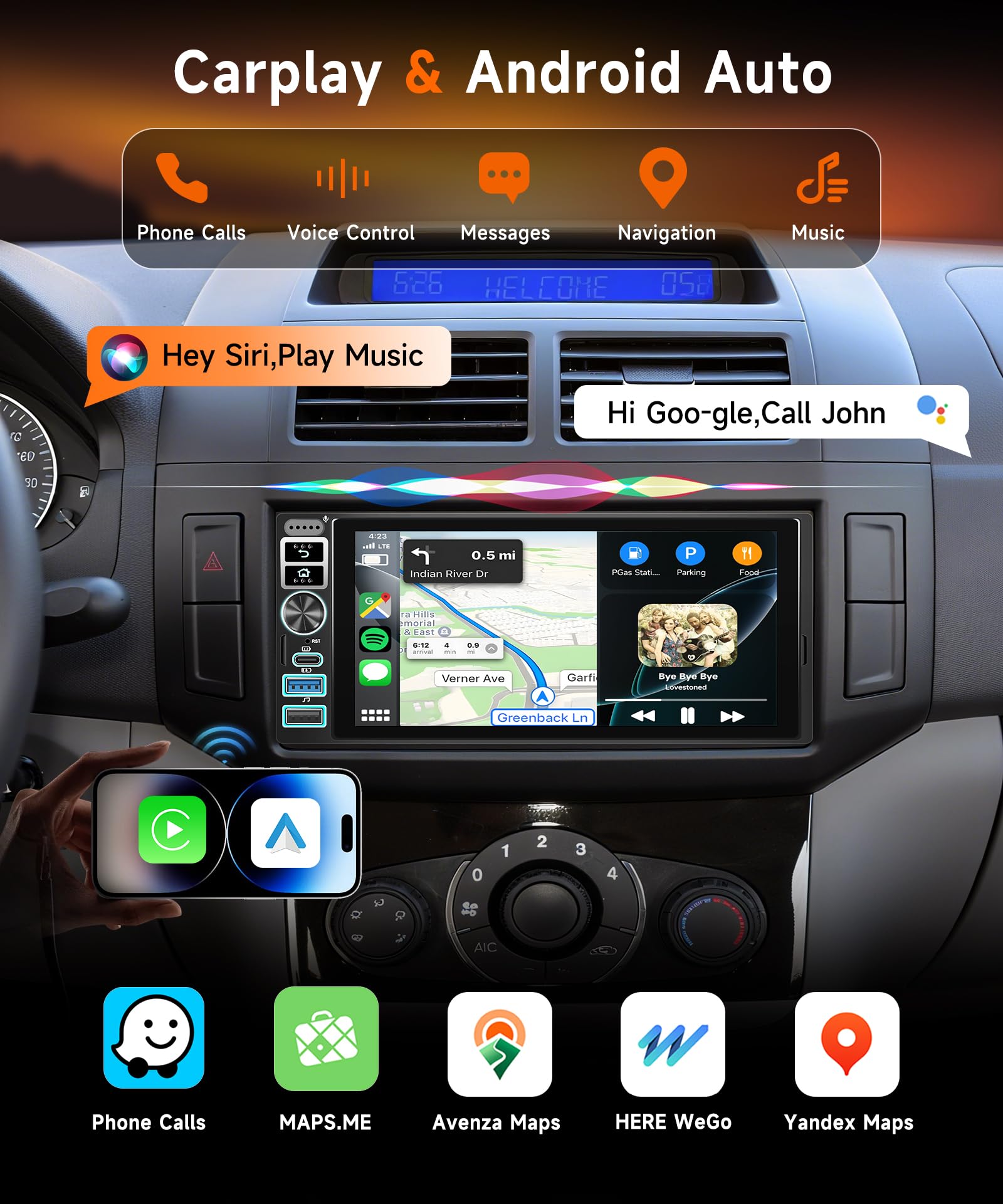 vechtel-autoradio-1-din-6-9-android-15-2-64go-cam-ra image 2