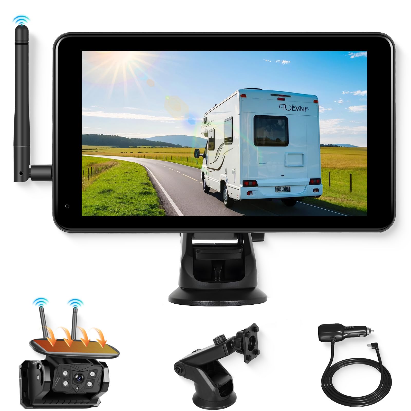 vechtel-cam-ra-recul-sans-fil-solaire-7-10000mah-ip68 image 1