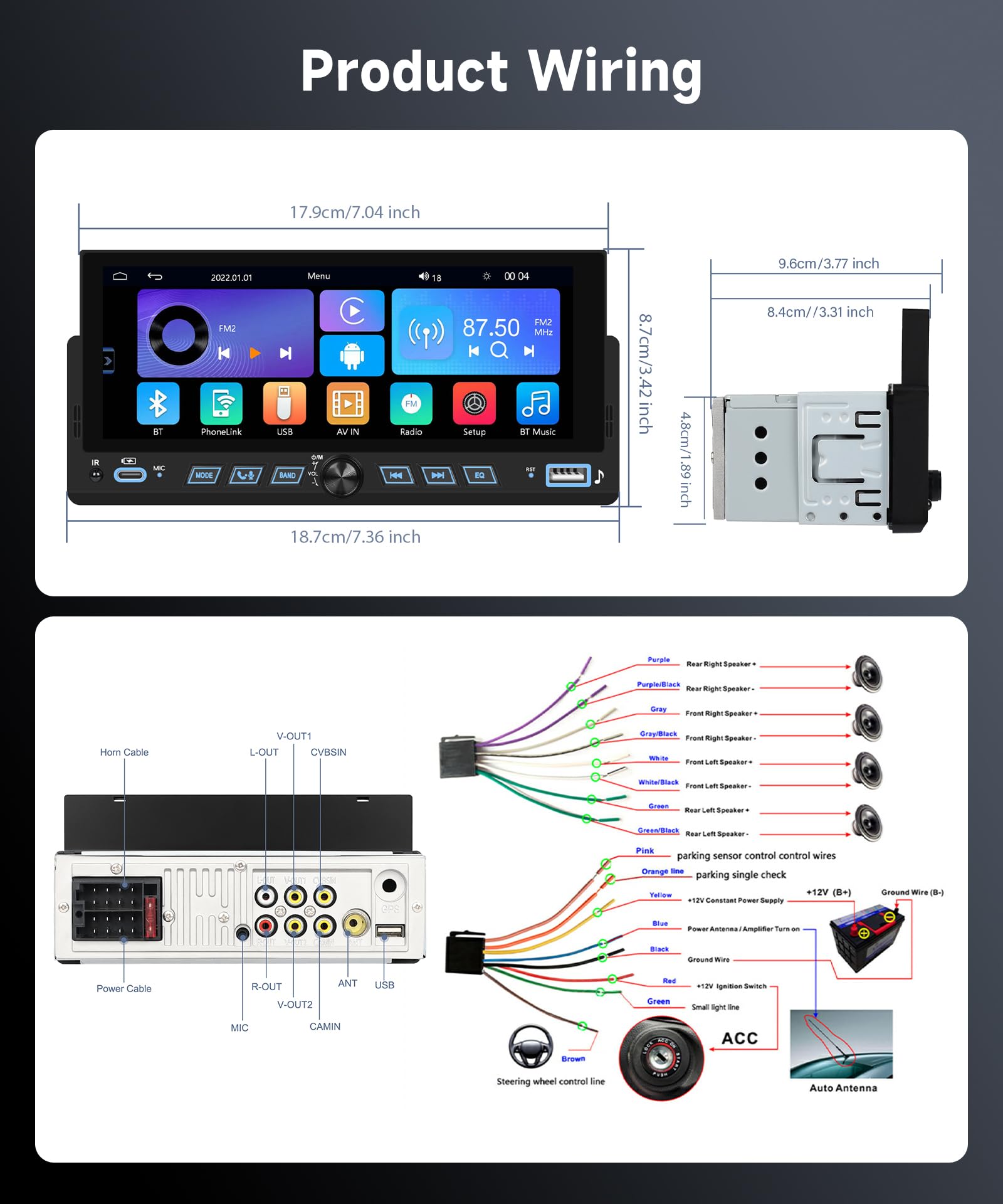 vechtel-autoradio-1-din-6-86-carplay-sans-fil-cam-ra-recul image 7