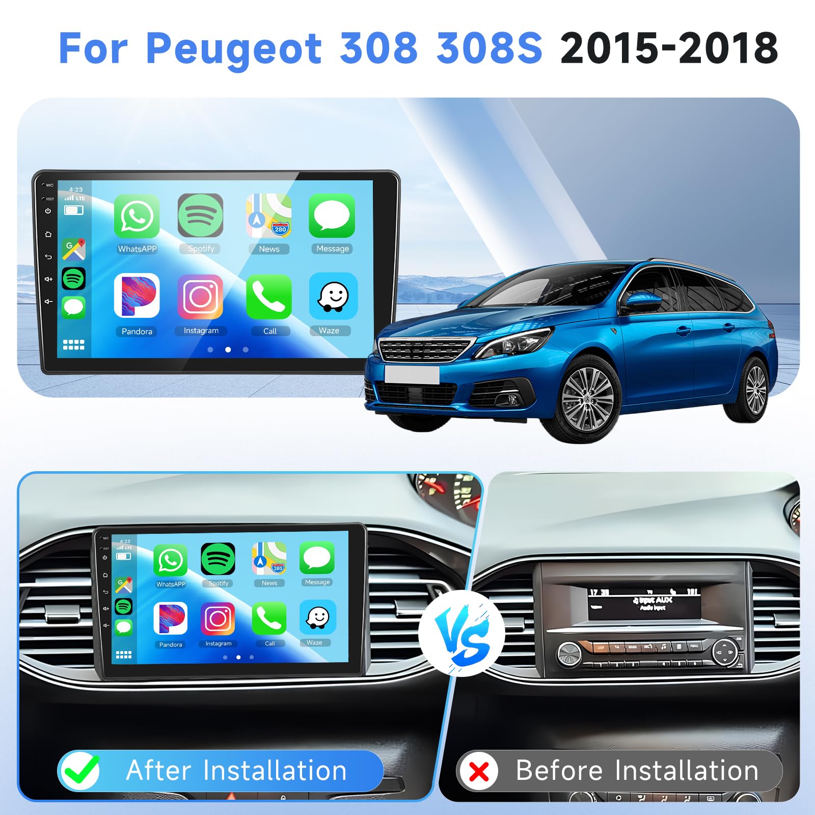 podofo-peugeot-308-2015-2018-autoradio-9-2-64g-carplay image 2