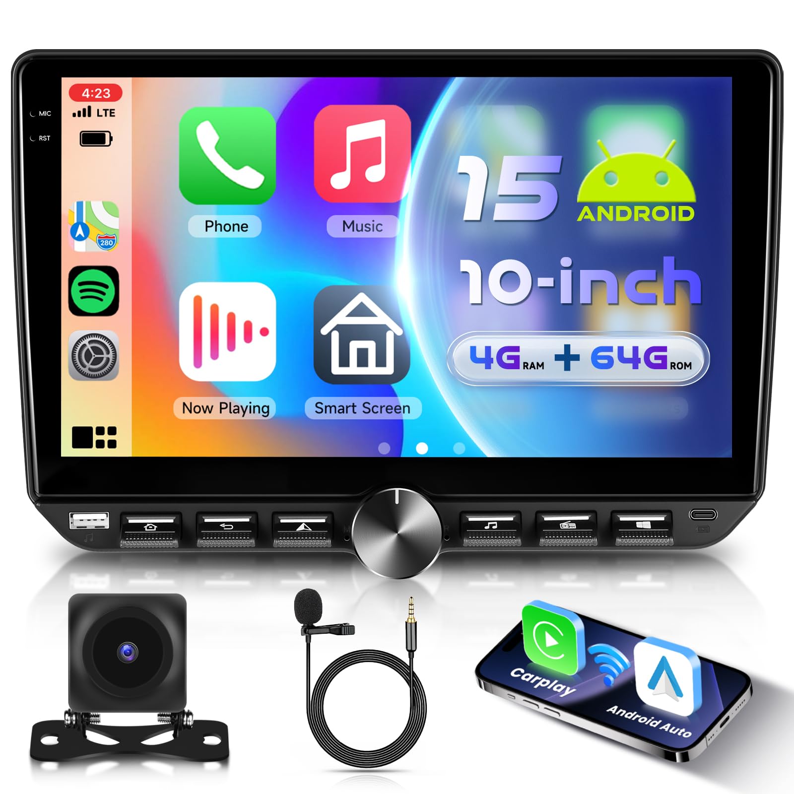 vechtel-autoradio-2-din-10-pouces-android-15-4g-64g-carplay-sans-fil image 1