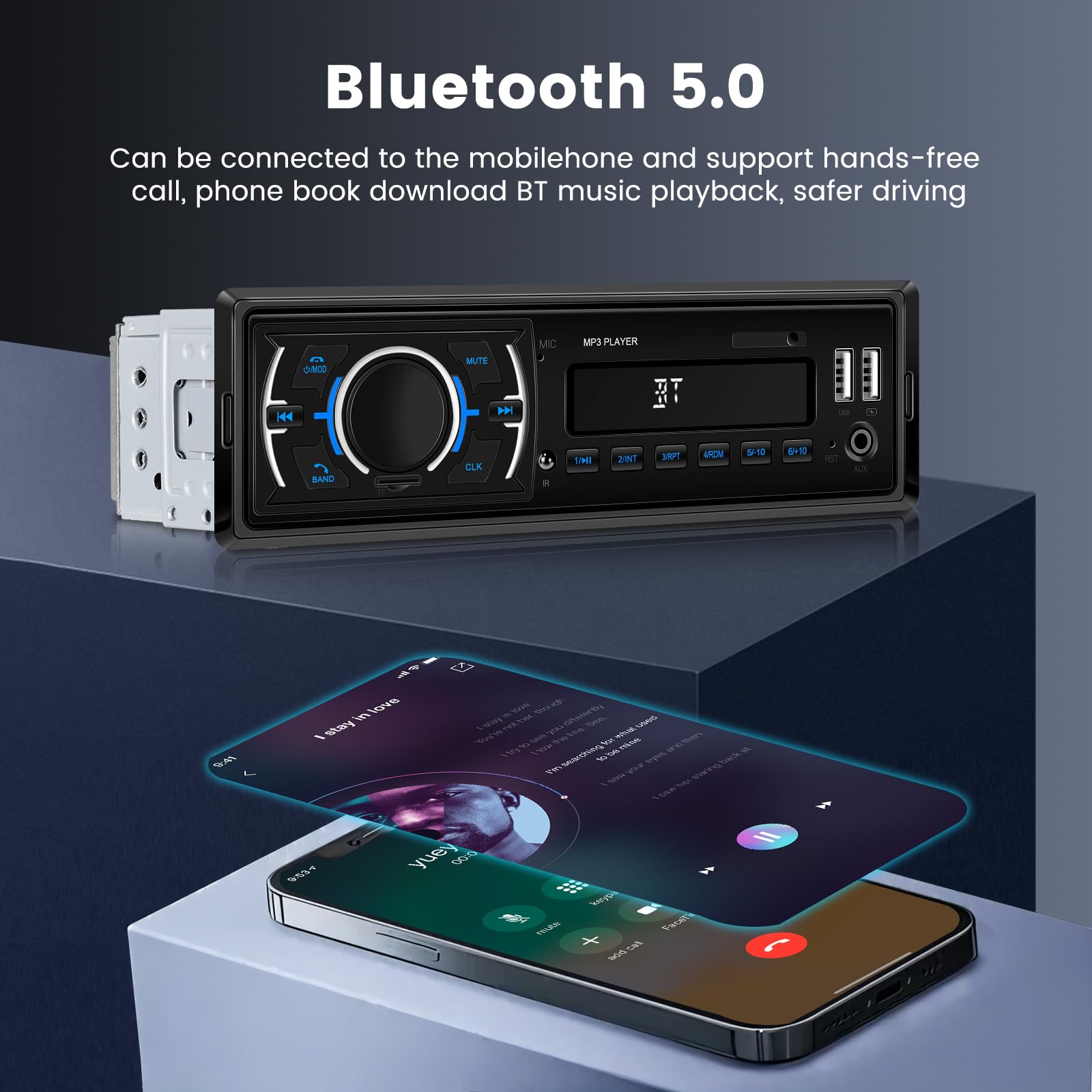 podofo-car-mp3-player-1-din-autoradio-dab-bluetooth-5-0 image 2