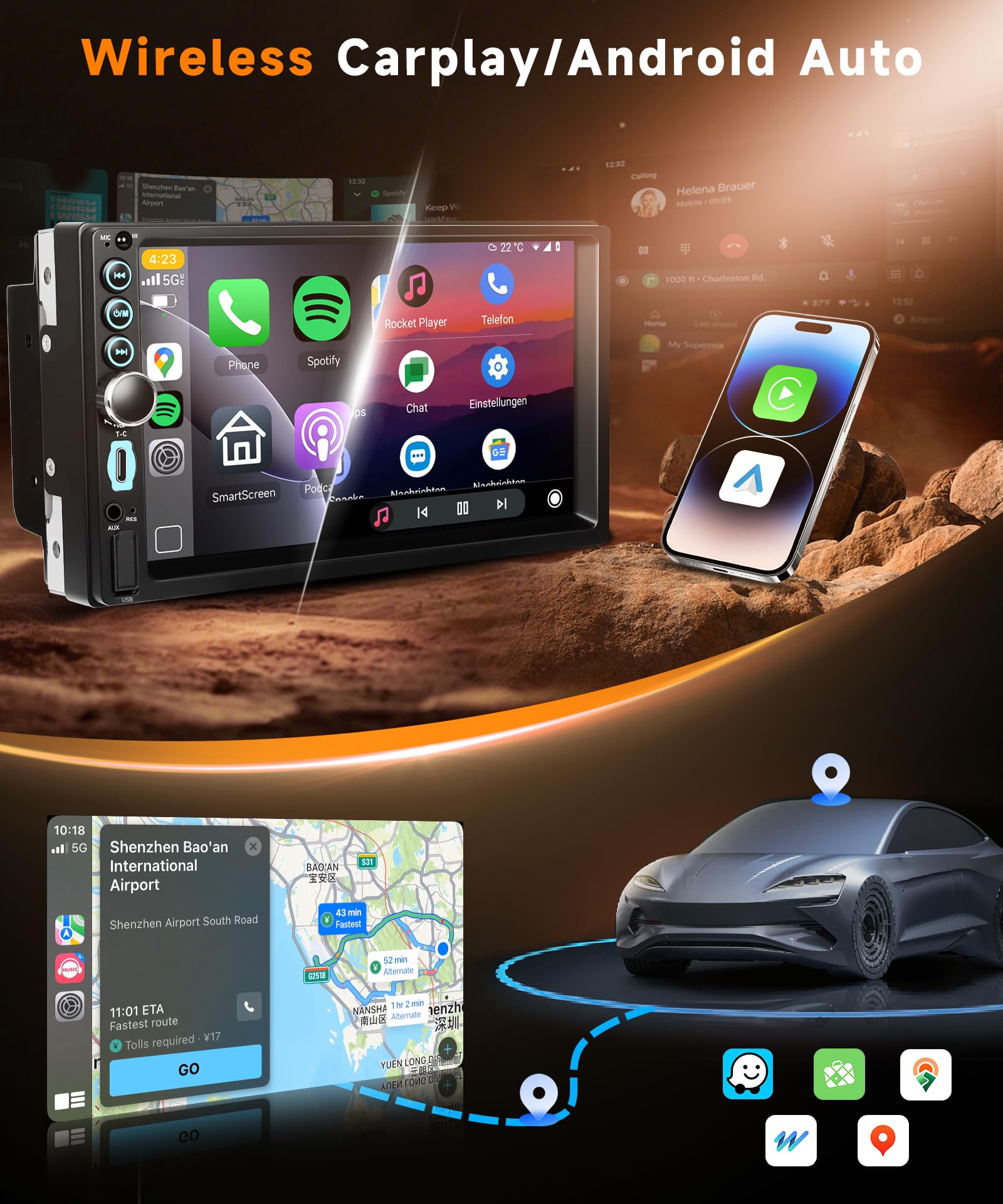 vechtel-autoradio-2-din-7-4-64go-android-15-carplay-sans-fil image 2