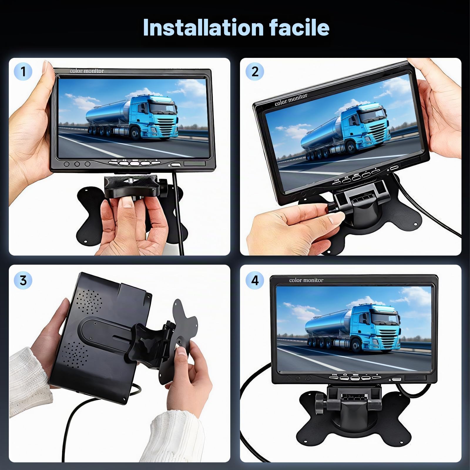 podofo-car-reversing-aid-kit-cam-ra-recul-7-pouces-2-cam-ras-ip68 image 5