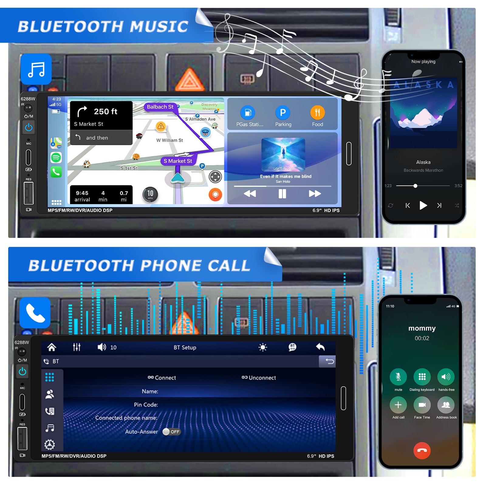 podofo-android-car-radio-1-din-6-86-carplay-cam-ra-recul image 4