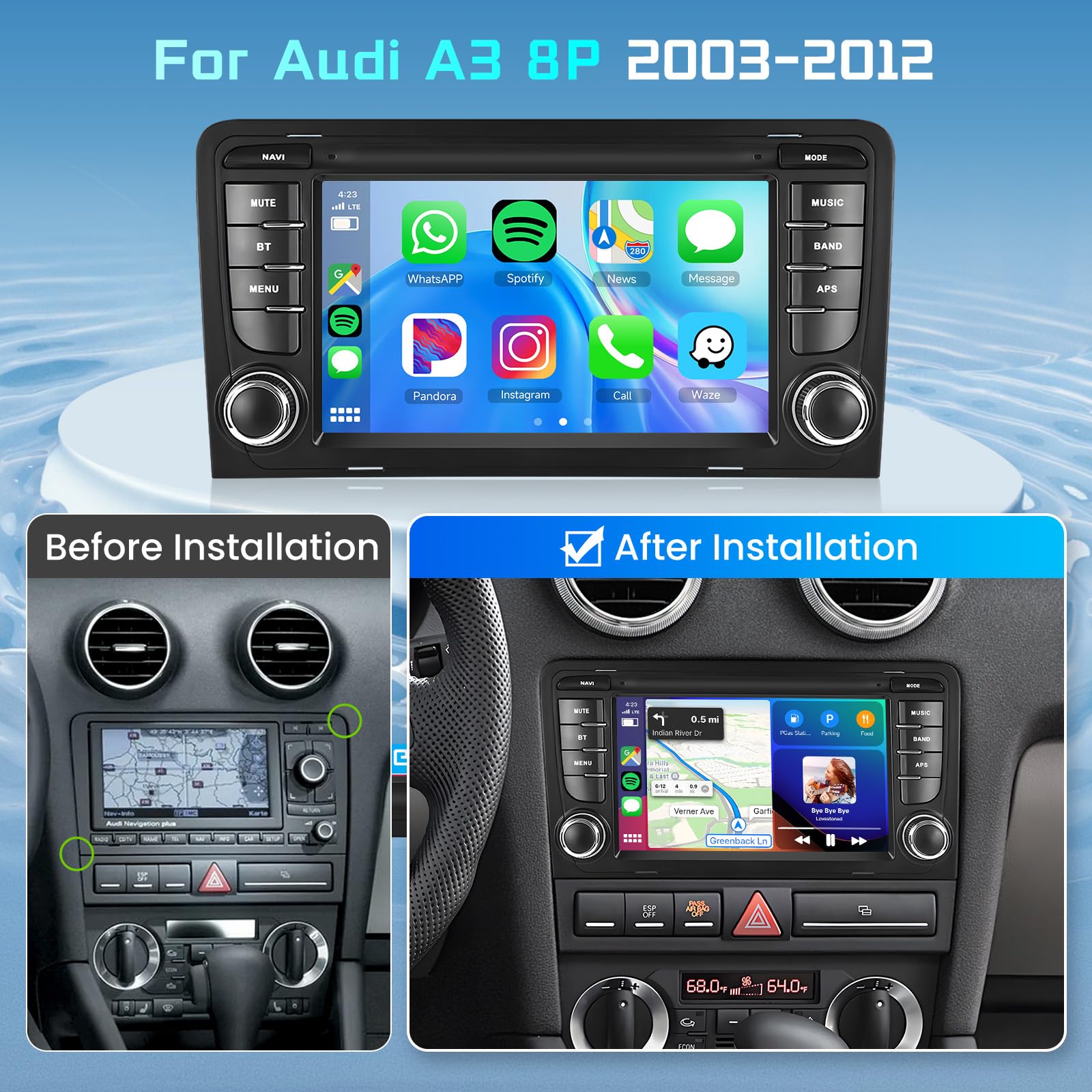 podofo-android-car-radio-7-audi-a3-8p-autoradio-2g-64g image 2