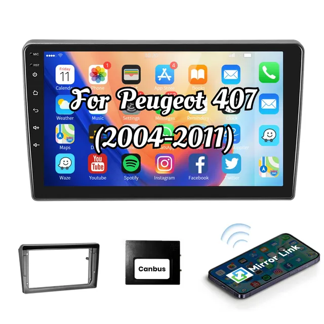 podofo-android-car-radio-autoradio-9-pouces-peugeot-407-canbus image 1