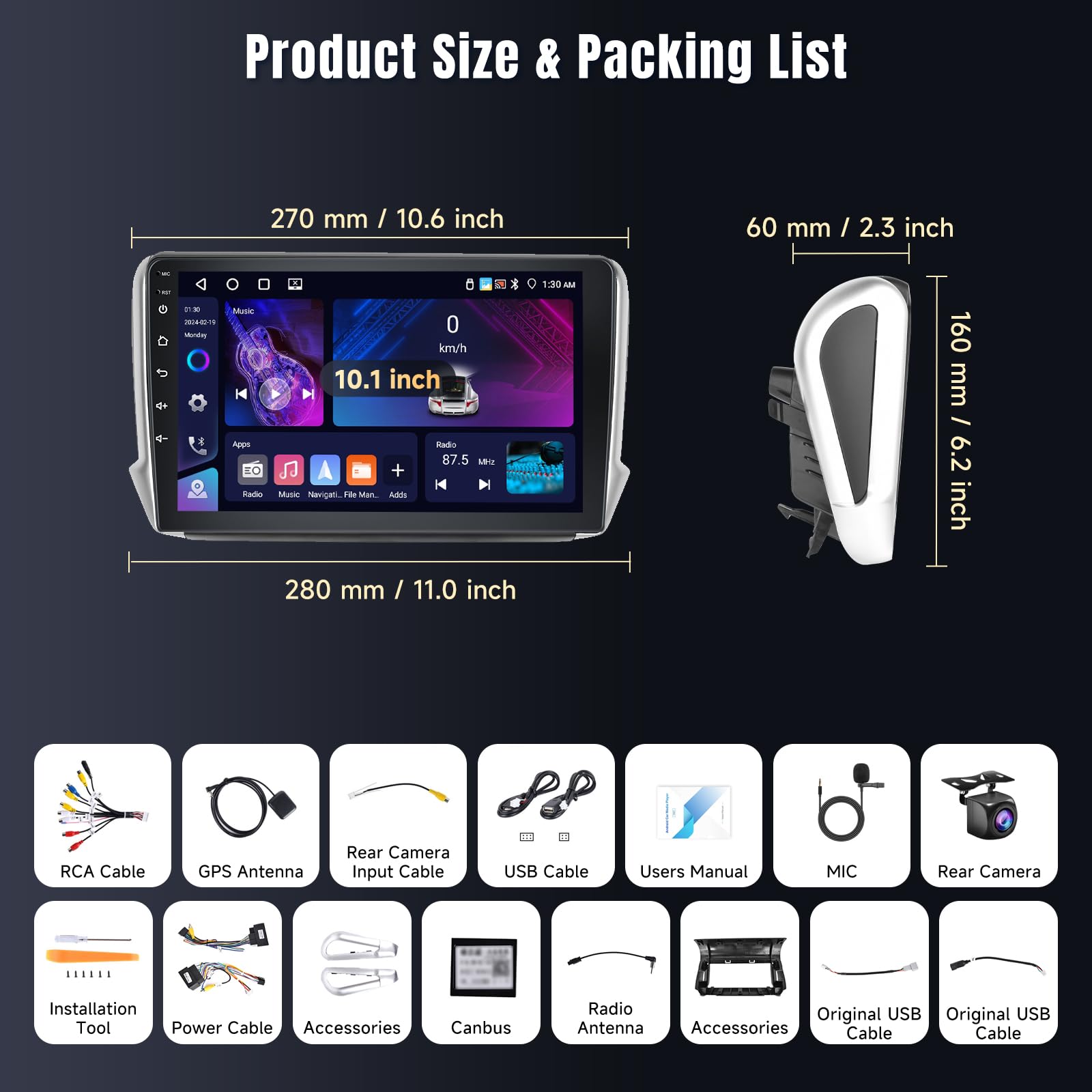 podofo-android-car-radio-10-1-pour-peugeot-208-2008-autoradio-4go-64go image 7