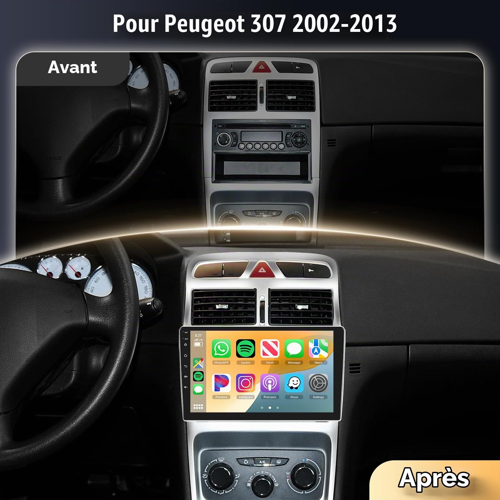 podofo-android-car-radio-autoradio-9-pouces-peugeot-307-4-64-go image 2