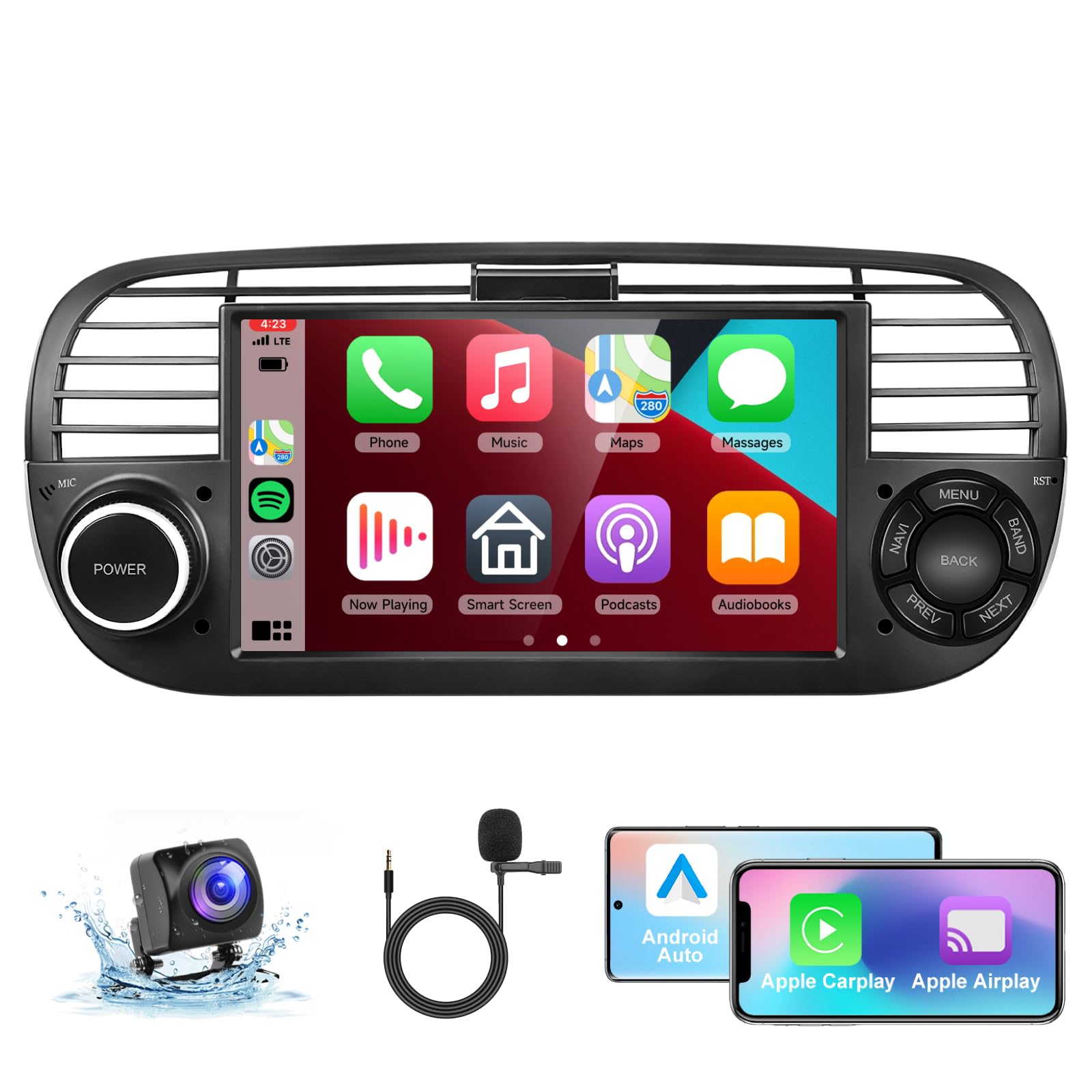 podofo-android-car-radio-autoradio-fiat-500-7-2-64g-carplay image 1
