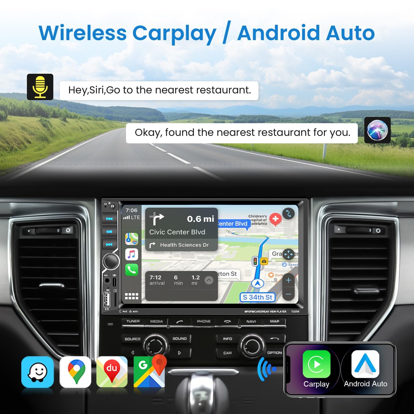 vechtel-autoradio-2-din-7-pouces-mp5-carplay-sans-fil image 2