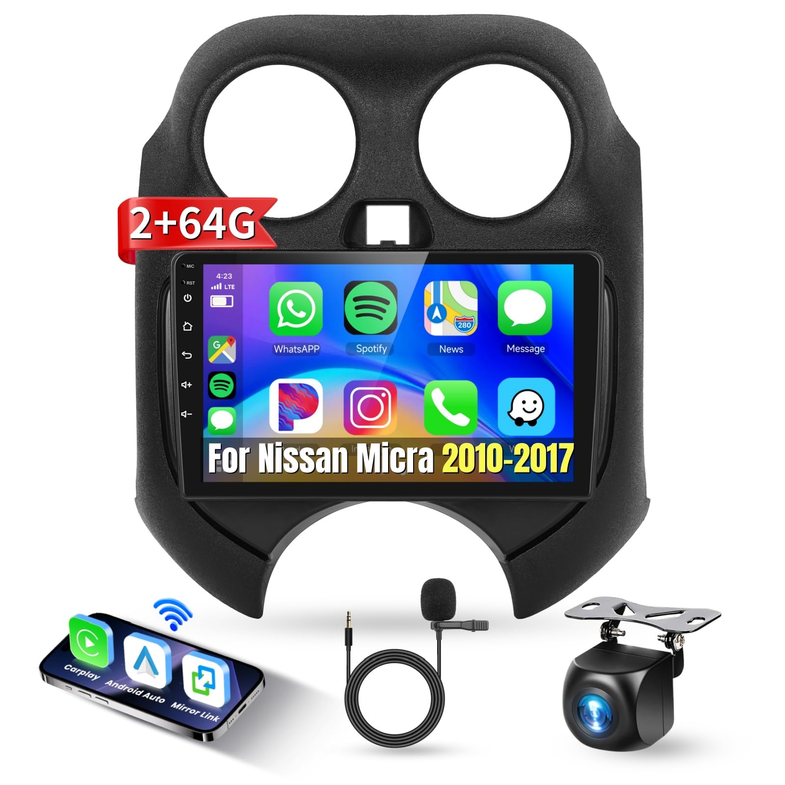 podofo-android-car-radio-9p-micra-autoradio-2-64g-cam-ra image 1