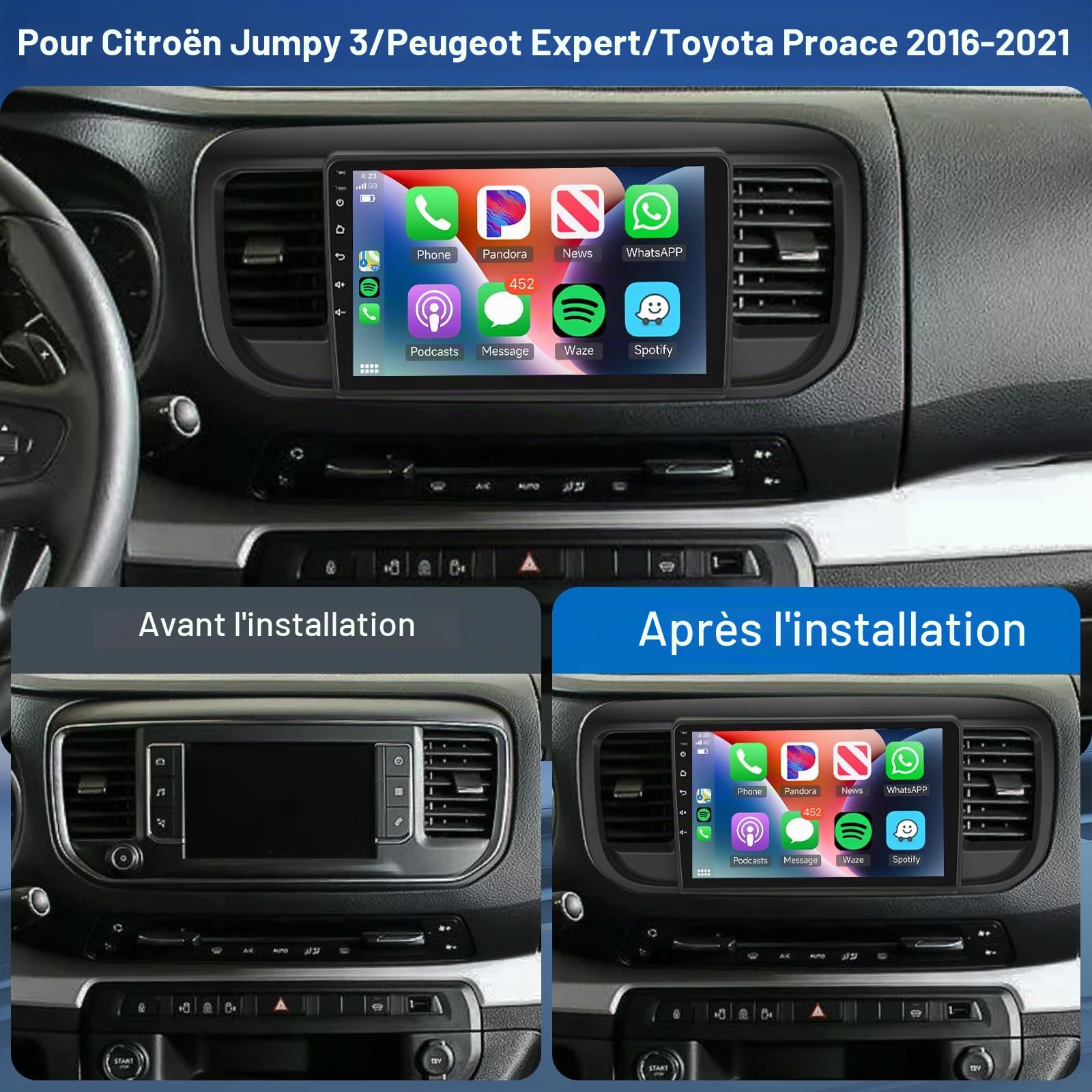 podofo-android-car-radio-autoradio-9-jumpy-expert-proace-2-64g image 4