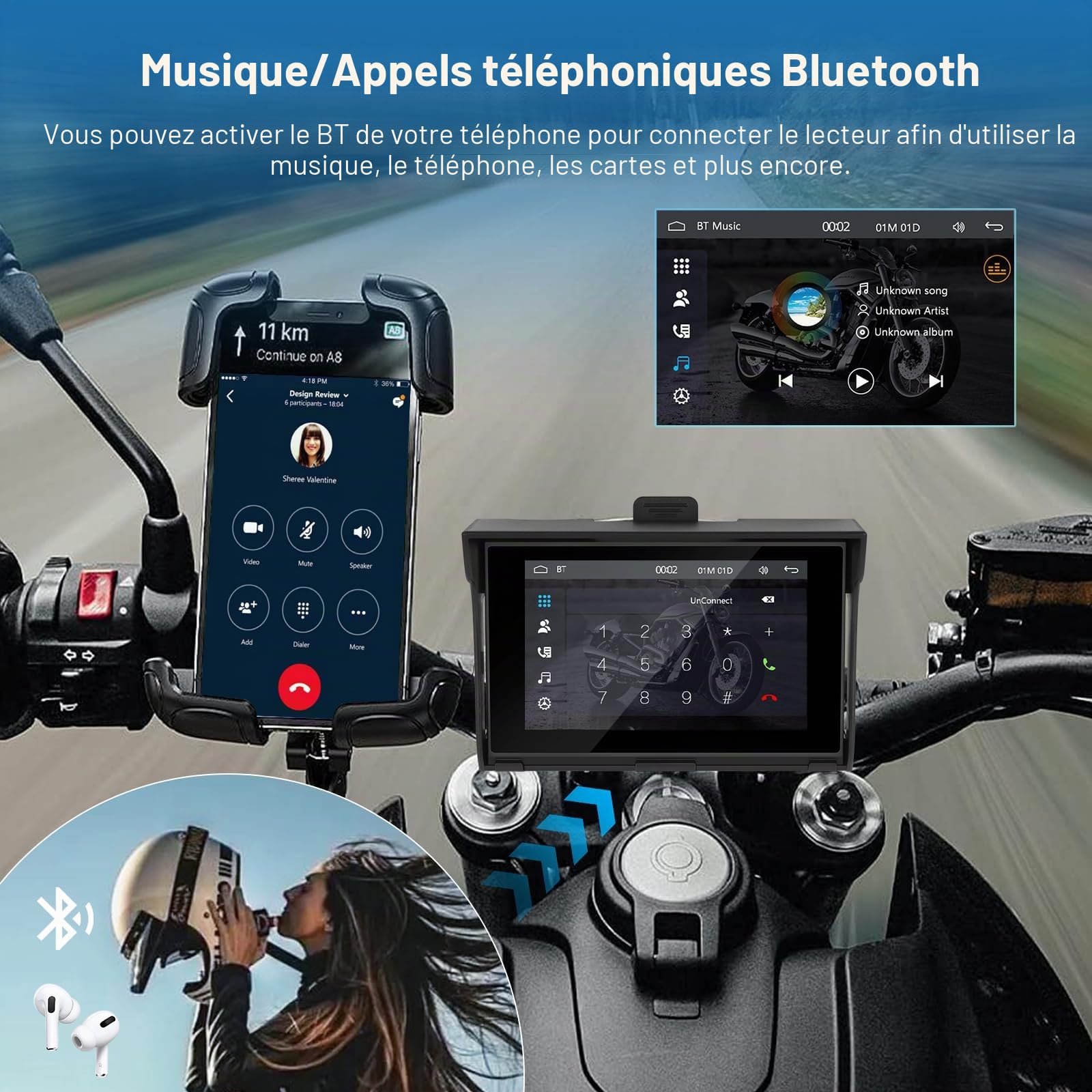 podofo-motorcycle-carplay-screen-cran-moto-5-pouces-ip65 image 3
