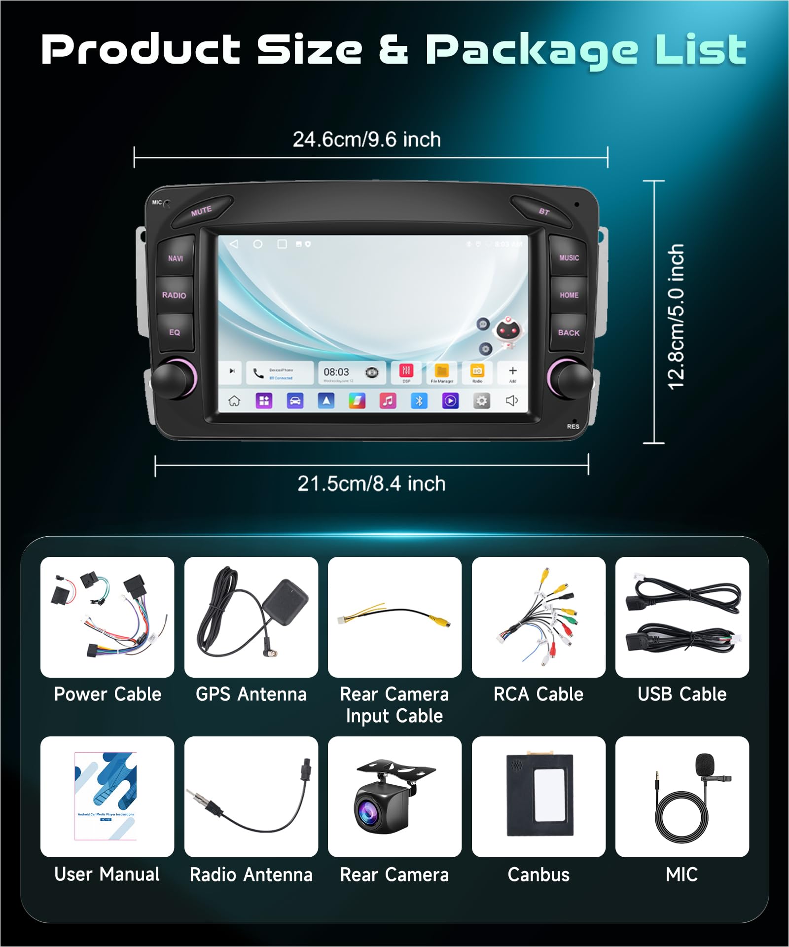 vechtel-autoradio-mercedes-w203-w209-7-carplay-2-64g image 7