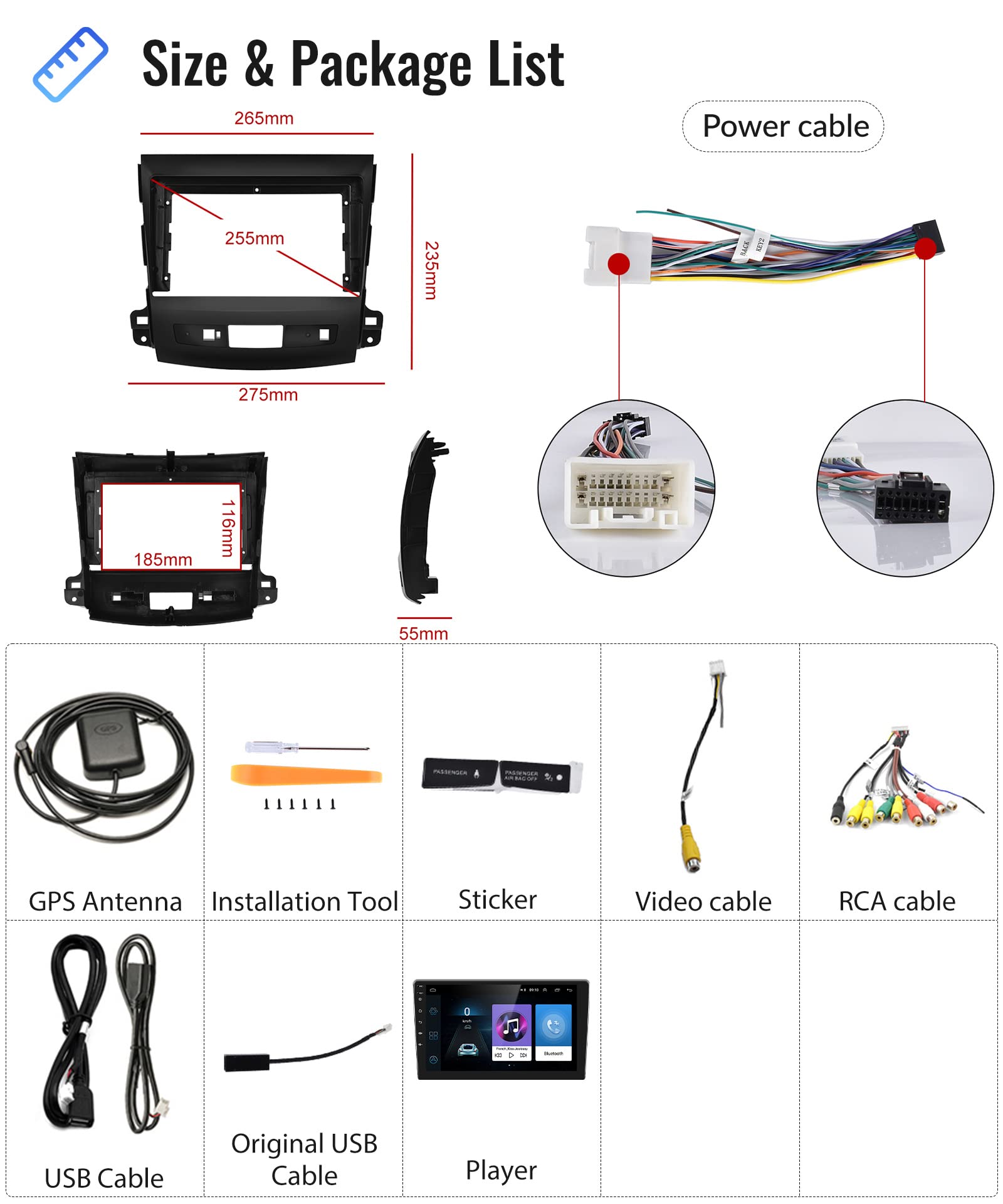 podofo-android-car-radio-autoradio-9-pouces-outlander-4007-c-crosser image 6