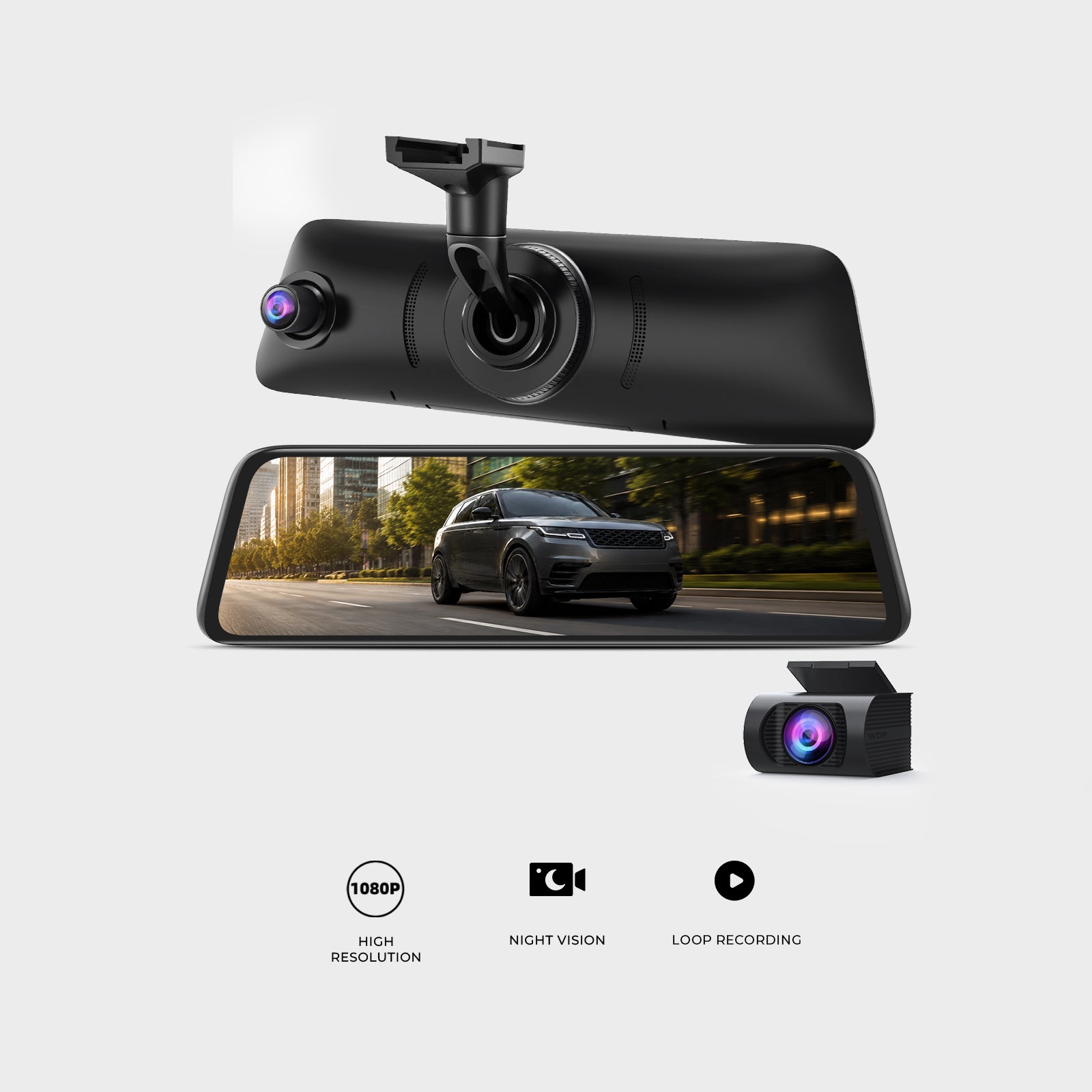 auto-vox-v5-pro-dashcam-miroir-avant-arri-re-gps-1080p image 1