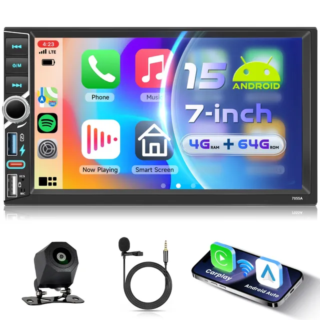 vechtel-autoradio-2-din-android-15-7-pouces-carplay-4-64-go image 1