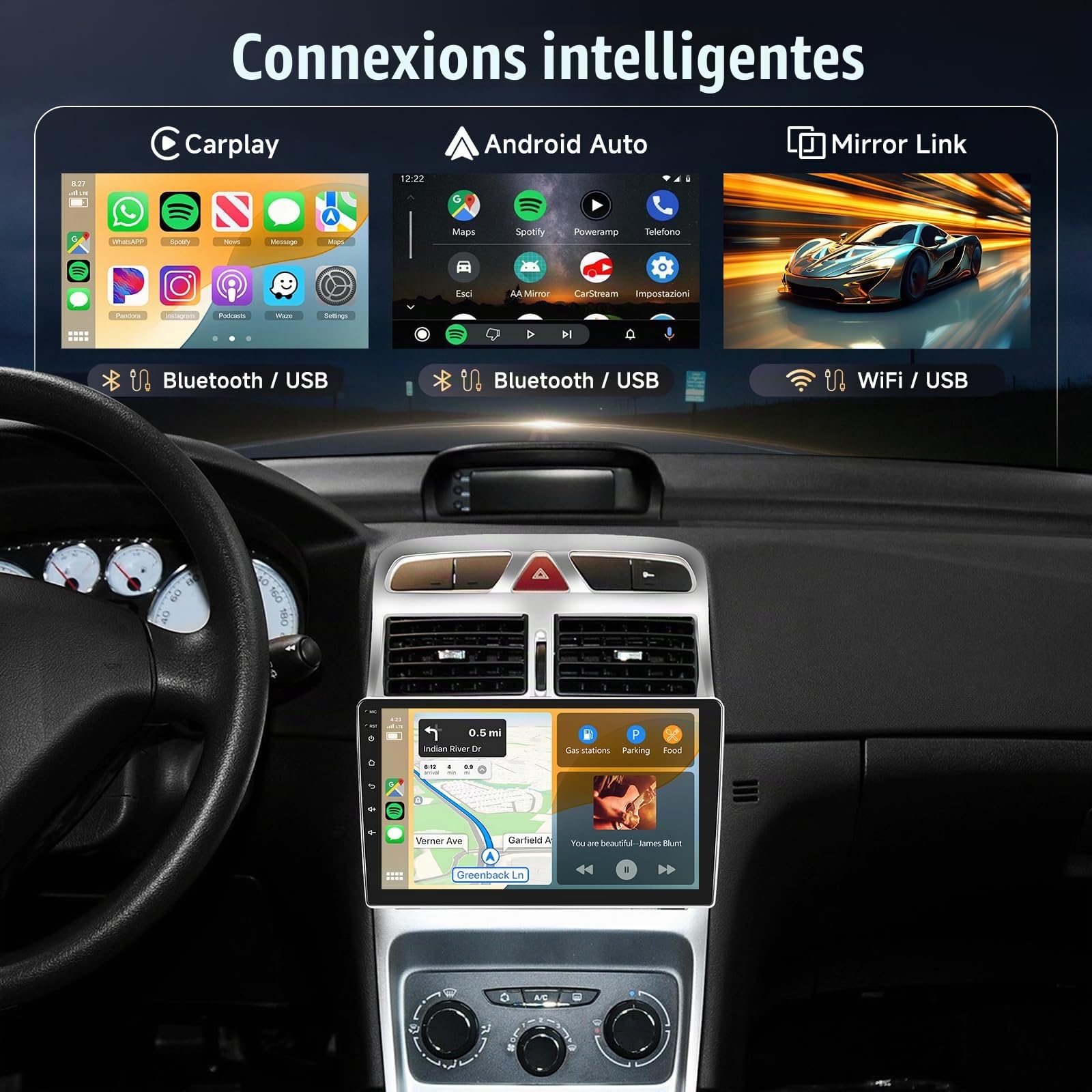 podofo-android-car-radio-autoradio-9-pouces-peugeot-307-4-64-go image 4