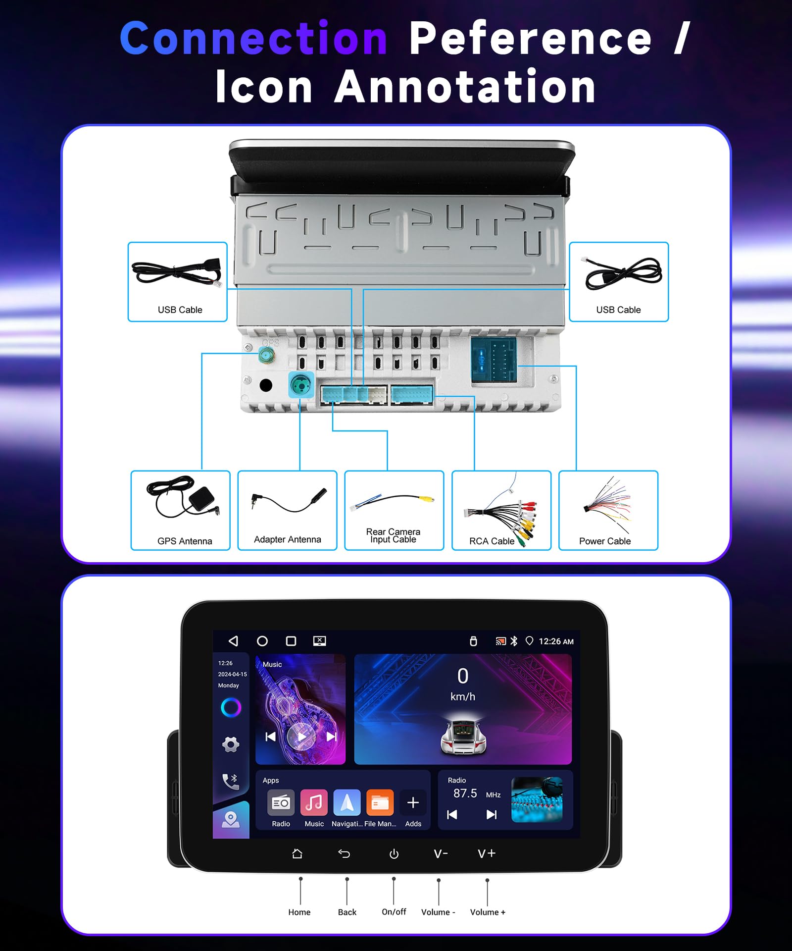 vechtel-autoradio-1-din-7-pouces-android-15-carplay-4-64g image 6