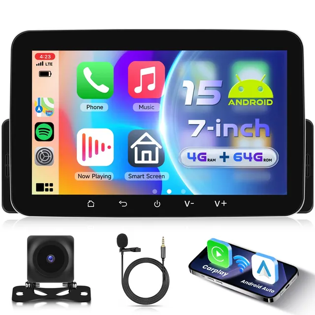 vechtel-autoradio-1-din-7-pouces-android-15-carplay-4-64g image 1