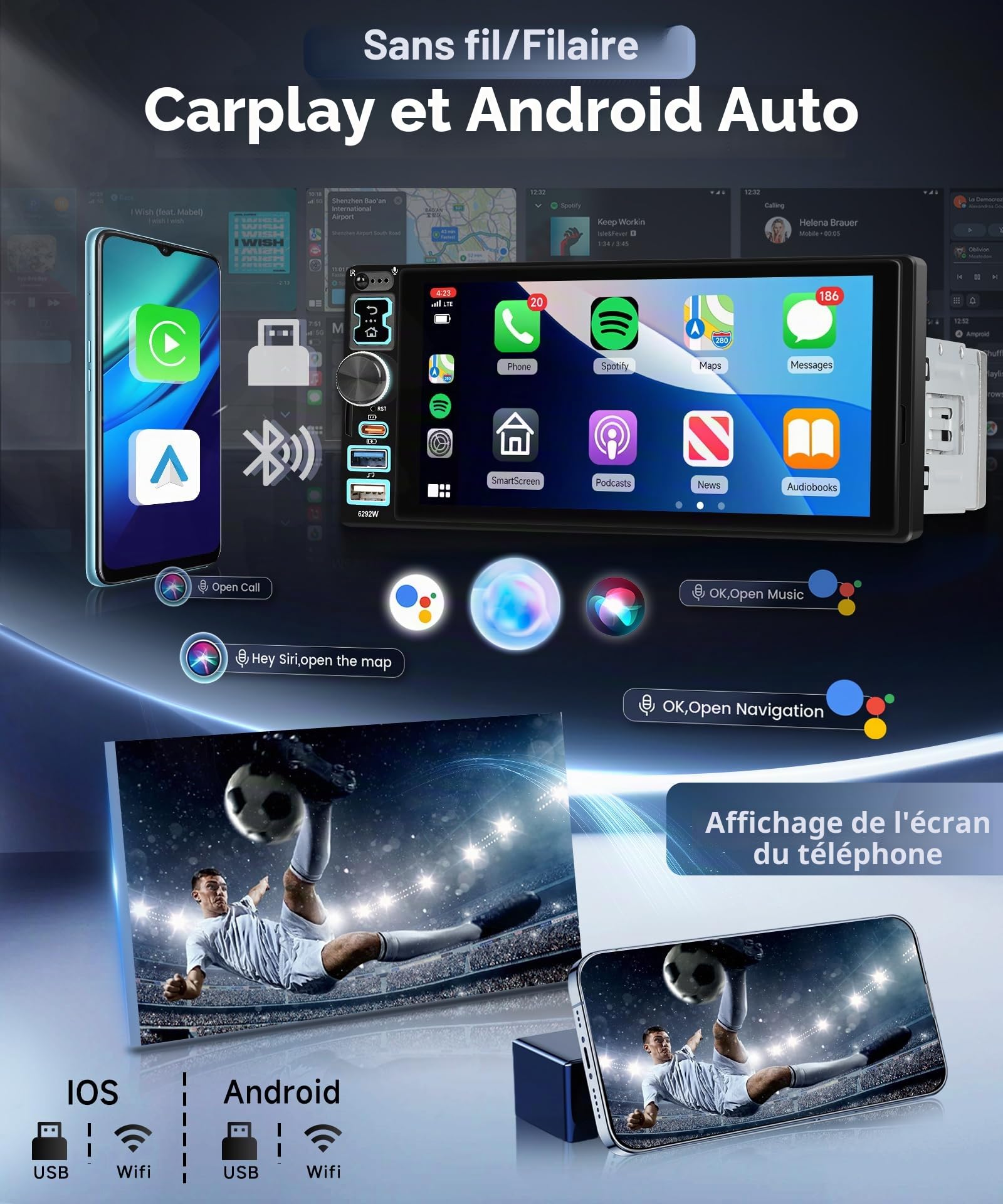 vechtel-autoradio-1-din-6-8-pouces-tactile-carplay-sans-fil-cam-ra image 2