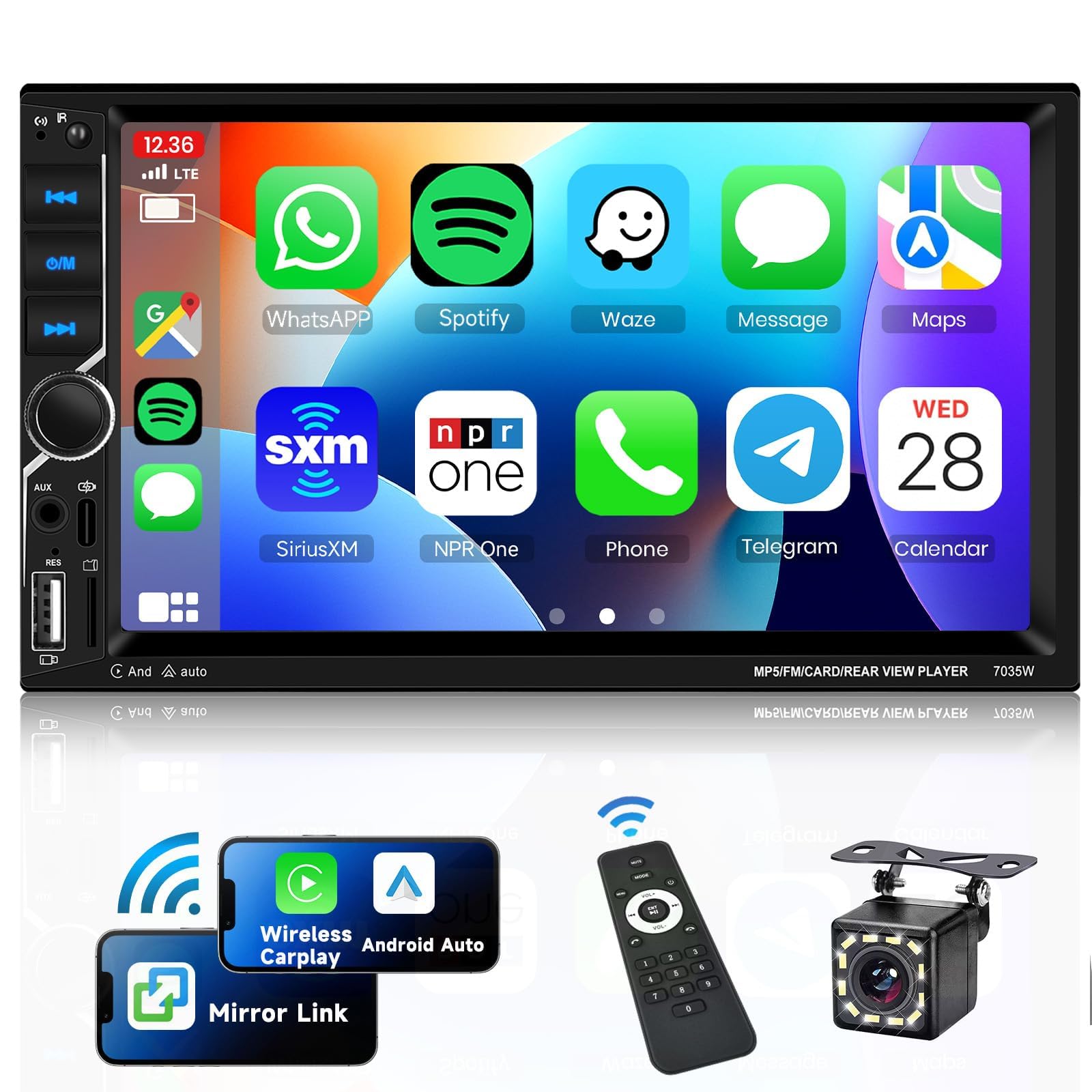 vechtel-autoradio-2-din-7-pouces-mp5-carplay-sans-fil image 1