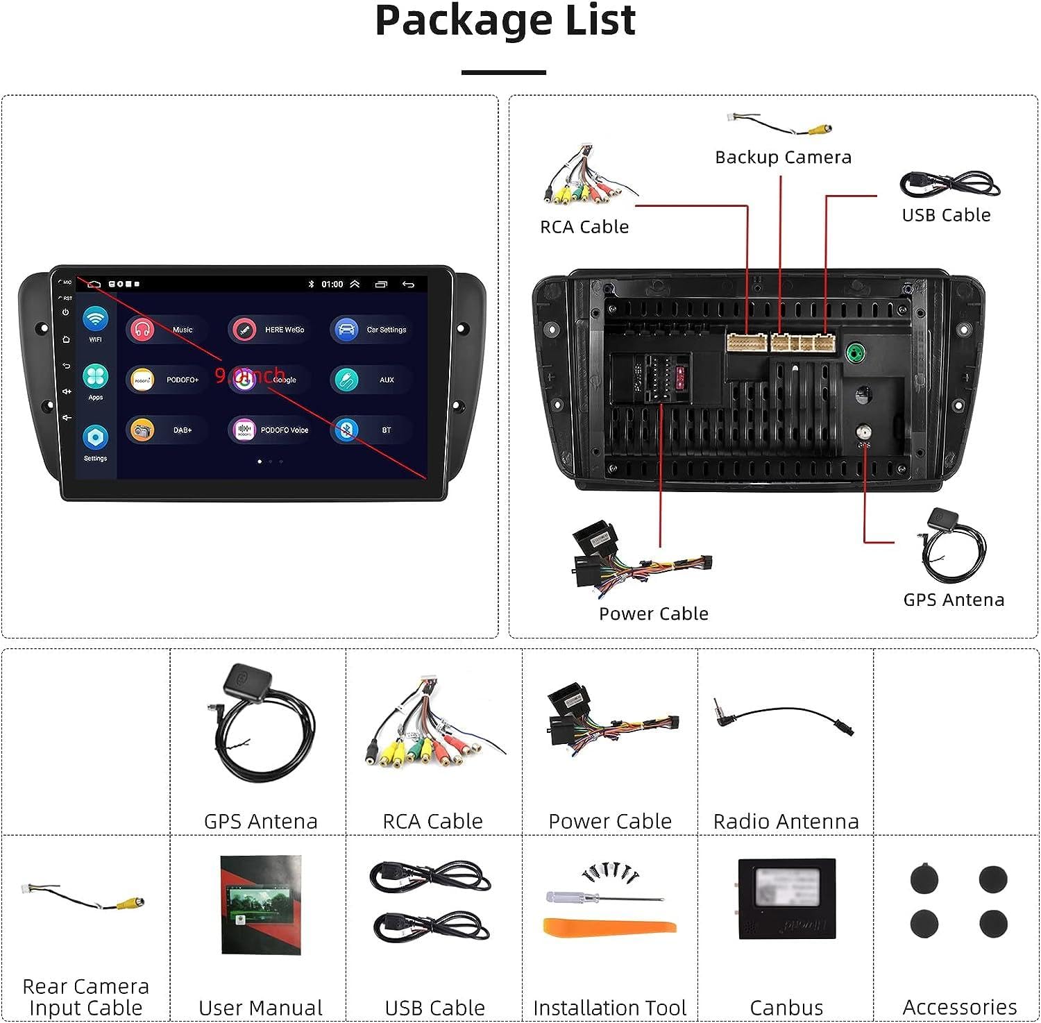 podofo-android-car-radio-autoradio-seat-ibiza-9-pouces-2go-64go image 6