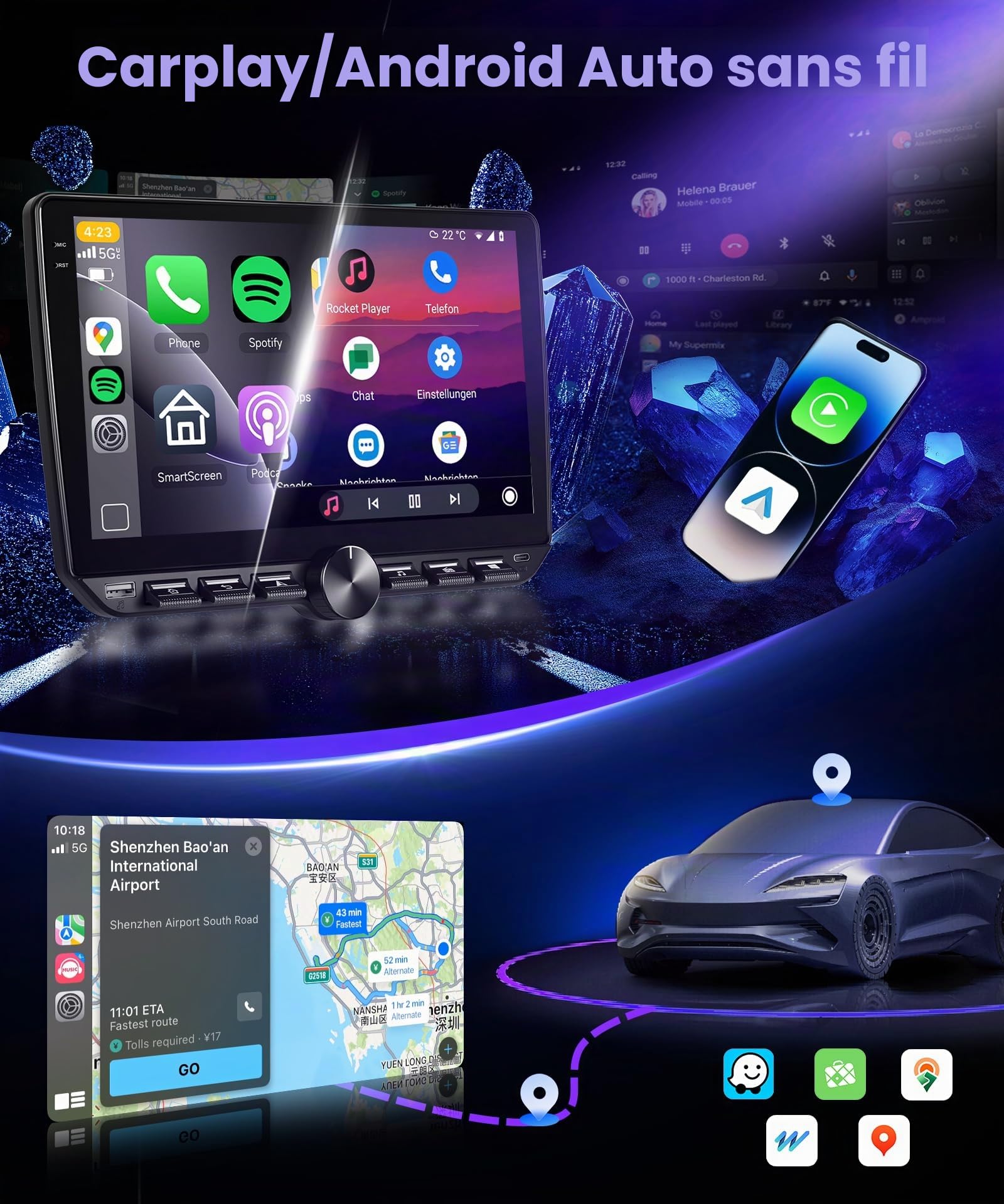 vechtel-autoradio-2-din-10-pouces-android-15-4g-64g-carplay-sans-fil image 2