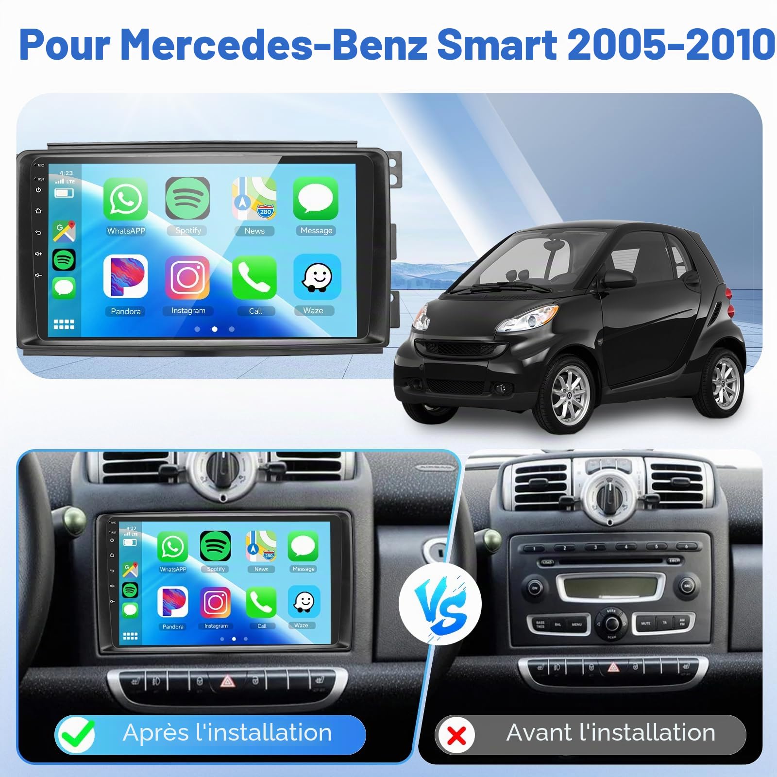 podofo-android-car-radio-9-smart-2005-2010-autoradio-2go-64go image 2