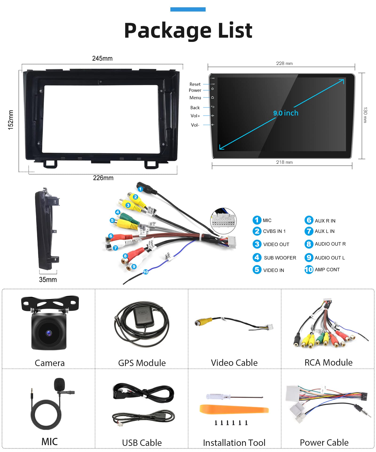 podofo-android-car-radio-autoradio-9-honda-cr-v-2-64go-cam-ra image 7