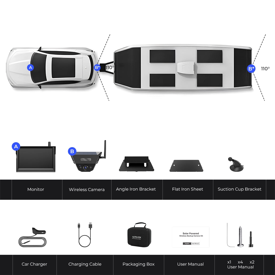 auto-vox-solar-5a-cam-ra-de-recul-sans-fil-magn-tique-solaire-5 image 8