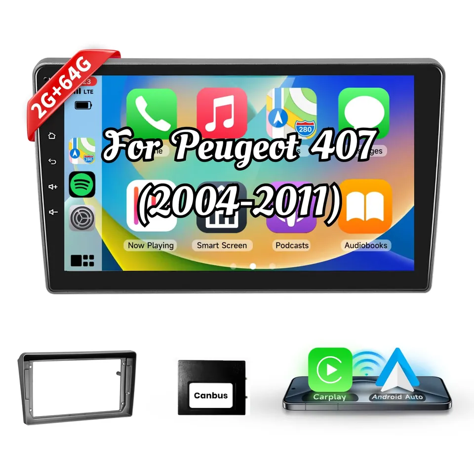 podofo-autoradio-peugeot-407-9-pouces-carplay-2-64g image 1