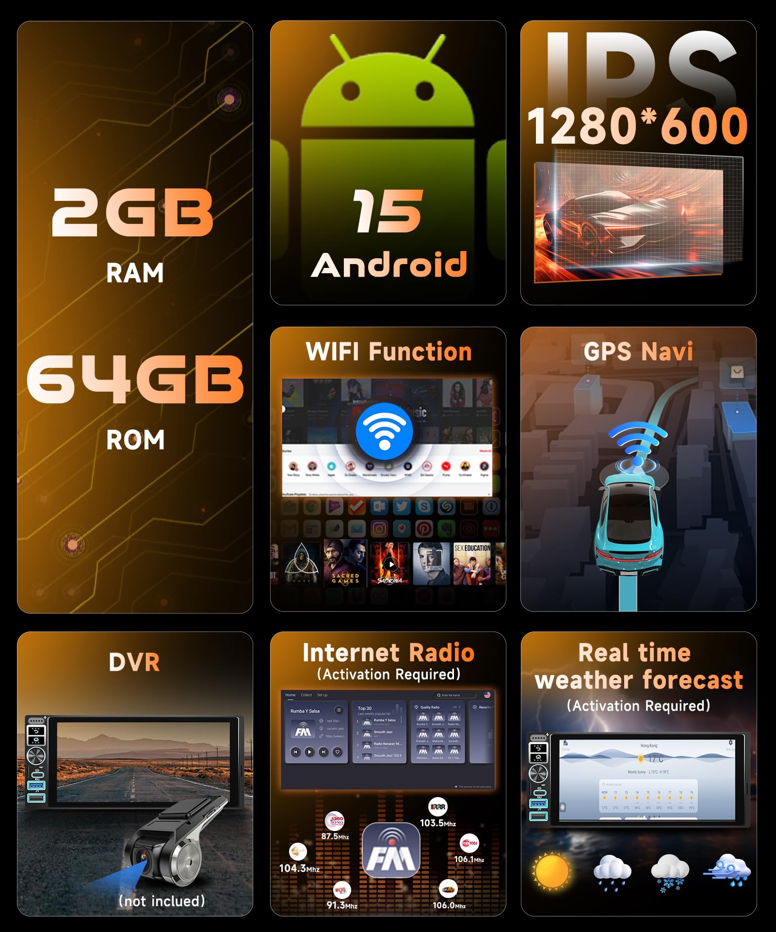 vechtel-autoradio-1-din-6-9-android-15-2-64go-cam-ra image 3