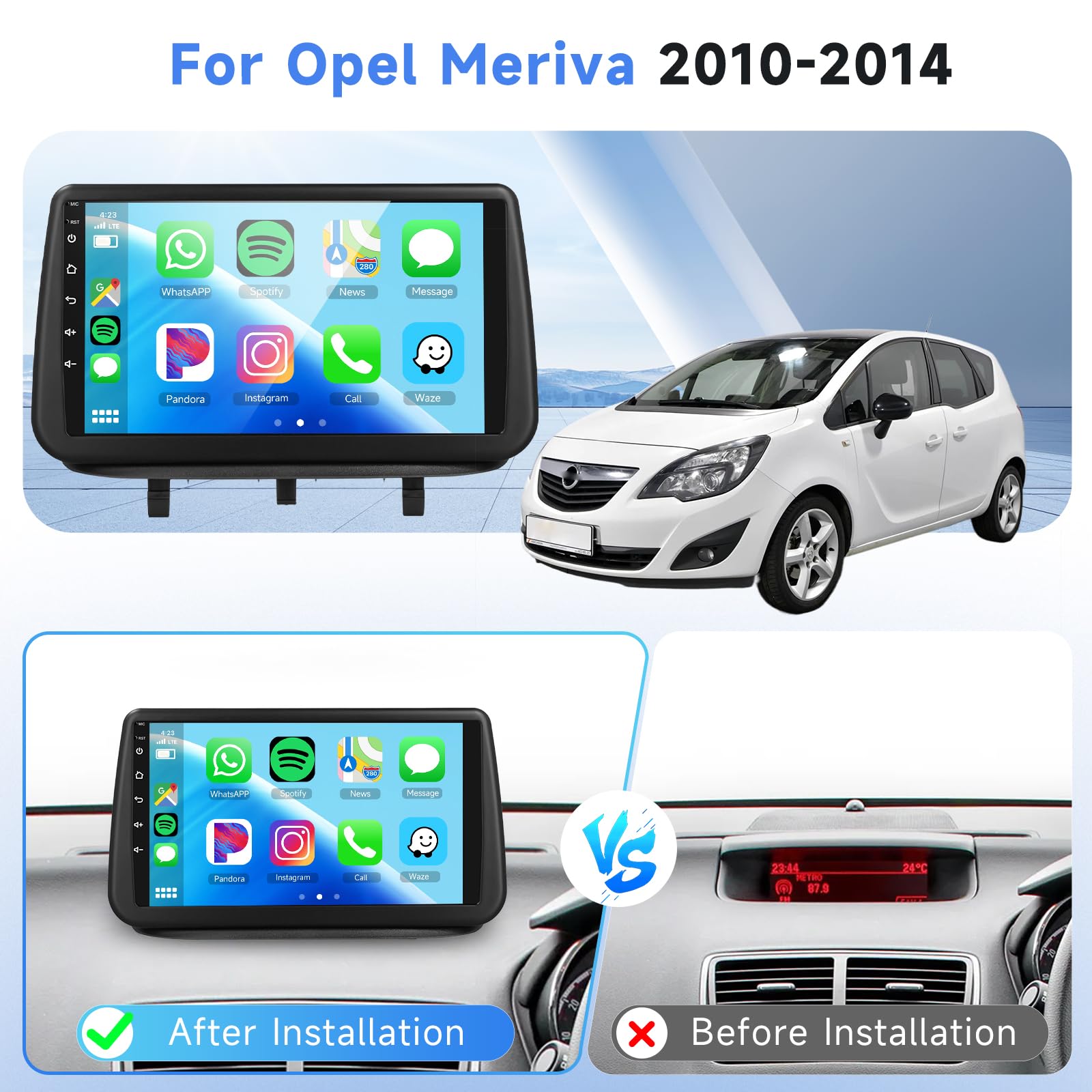 podofo-android-car-radio-autoradio-9-pouces-opel-meriva-carplay-sans-fil image 2