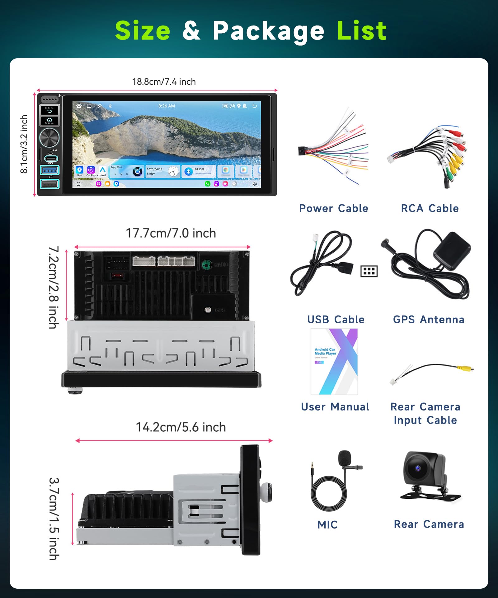 vechtel-autoradio-1-din-6-9-pouces-android-15-2g-64g-carplay-sans-fil image 7