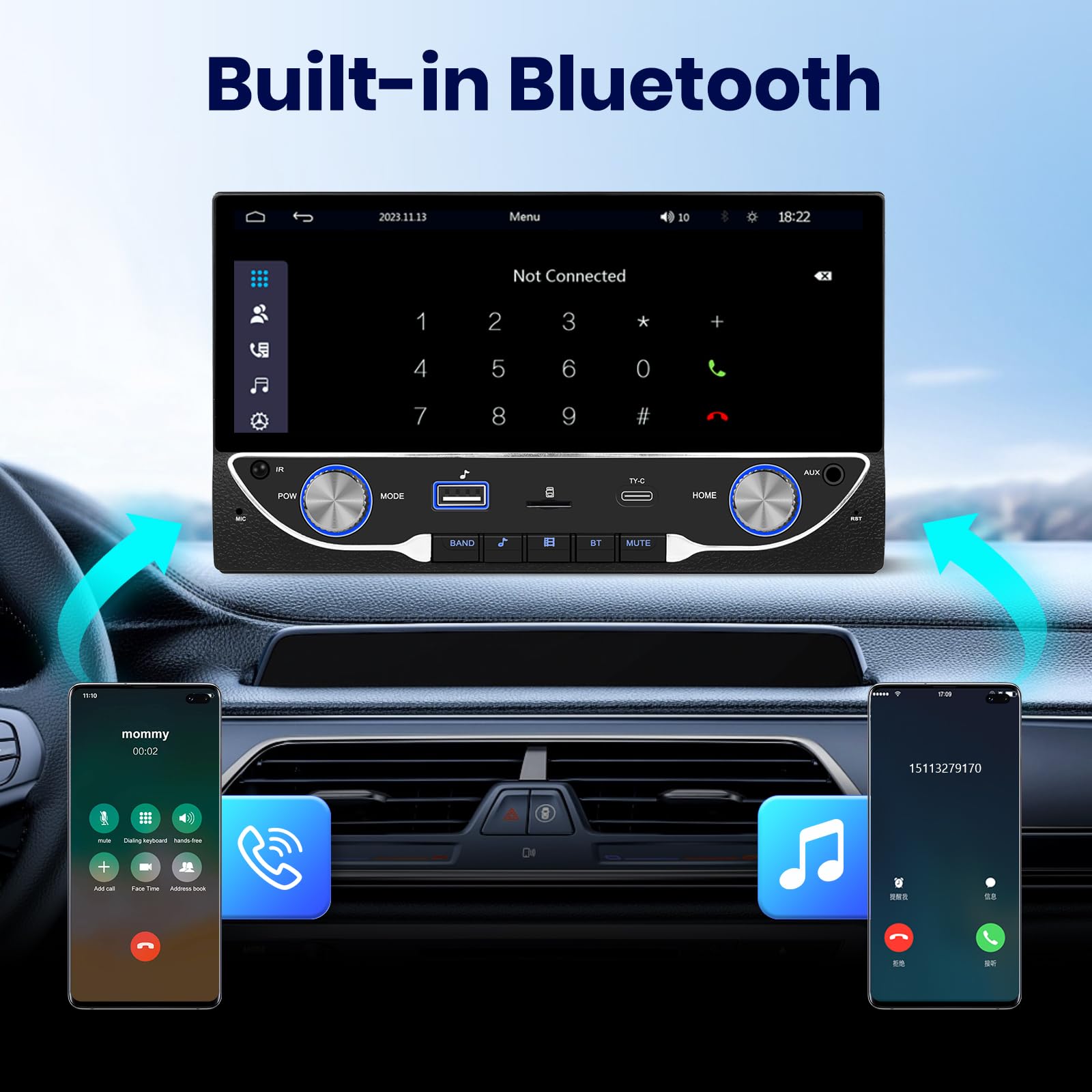 podofo-android-car-radio-2-din-6-86-carplay-bluetooth image 4