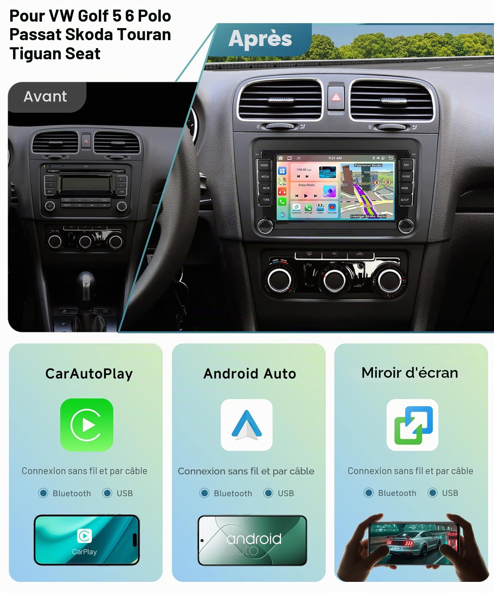 vechtel-autoradio-golf-5-6-polo-passat-7-6-128g-carplay image 2
