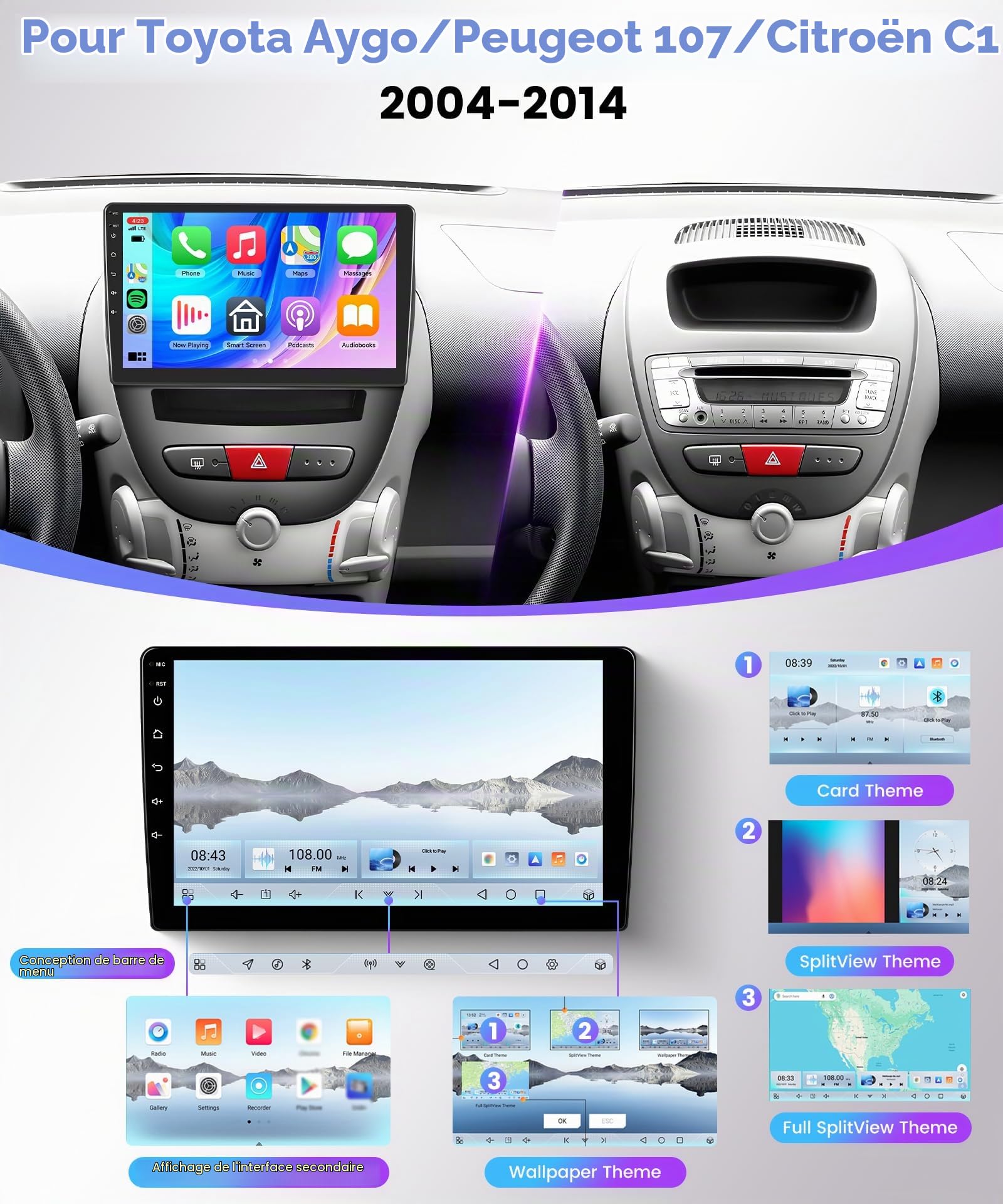 vechtel-aygo-107-c1-autoradio-10-1-pouces-4-64g-carplay image 2