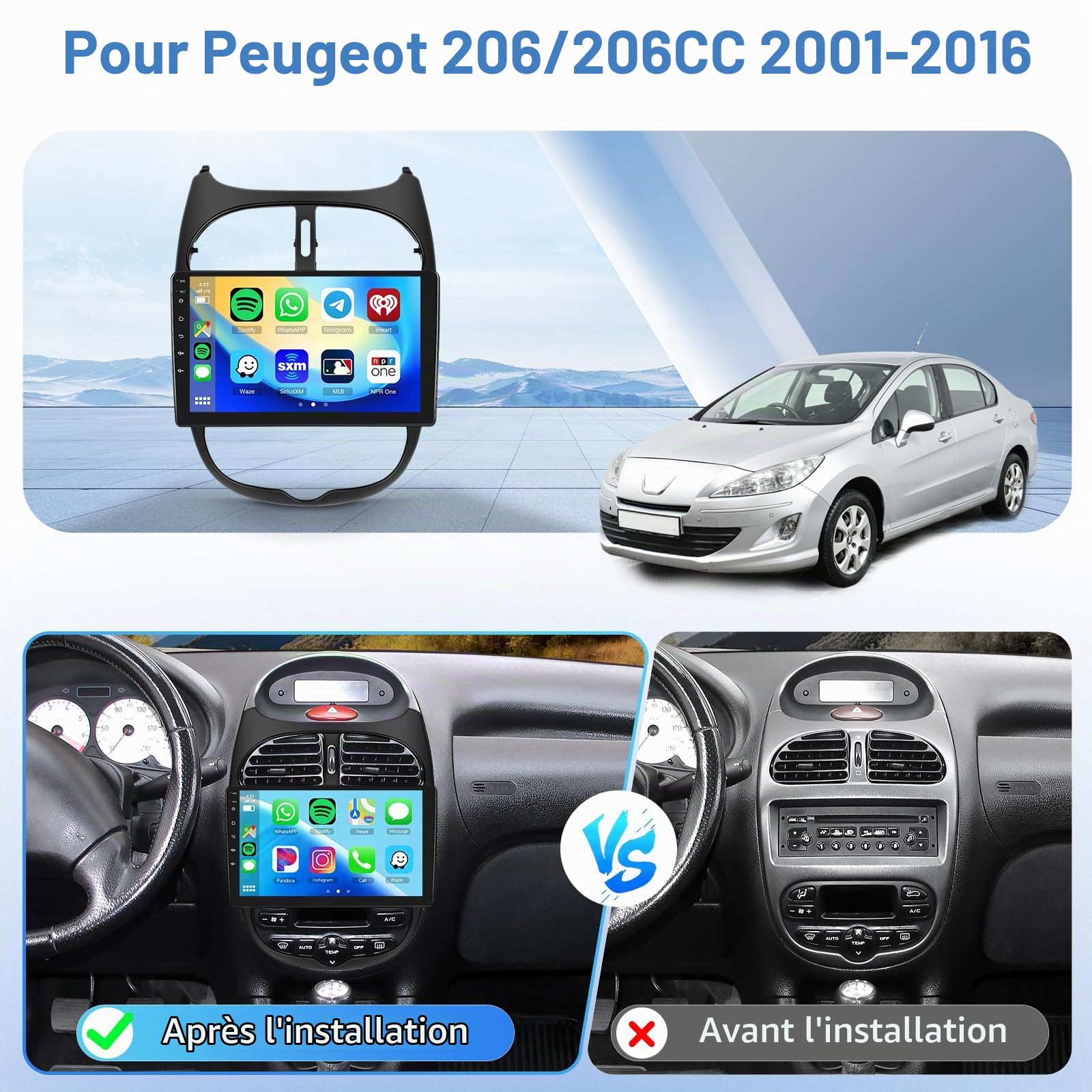 podofo-autoradio-peugeot-206-9-pouces-carplay-2-64g image 2