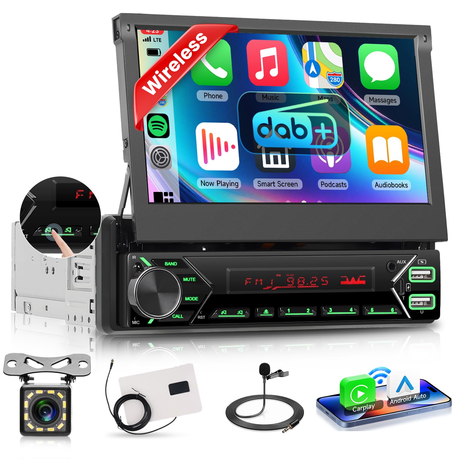 vechtel-autoradio-1-din-cran-7-dab-carplay-motoris image 1