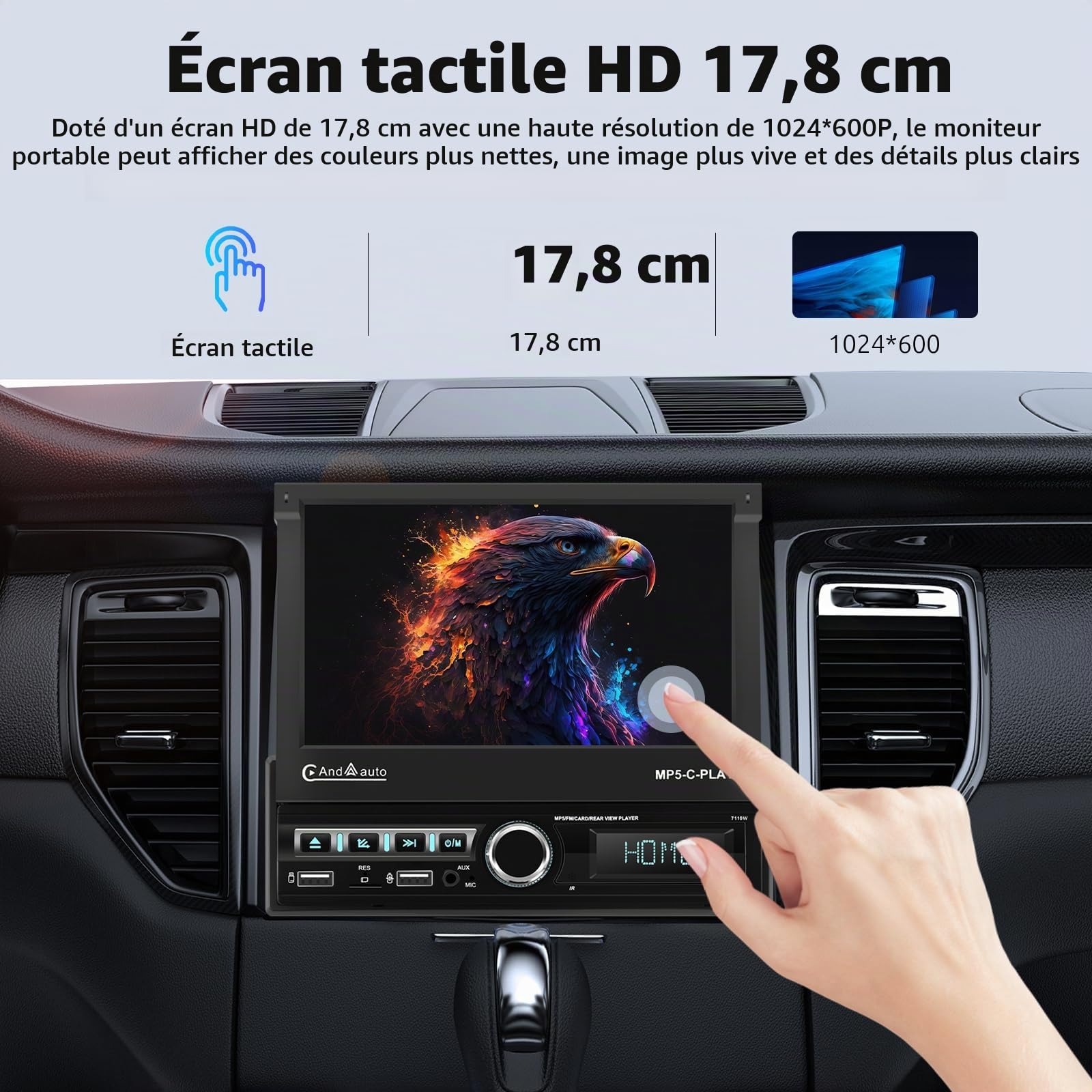 vechtel-autoradio-1-din-cran-7-pouces-carplay-sans-fil image 5