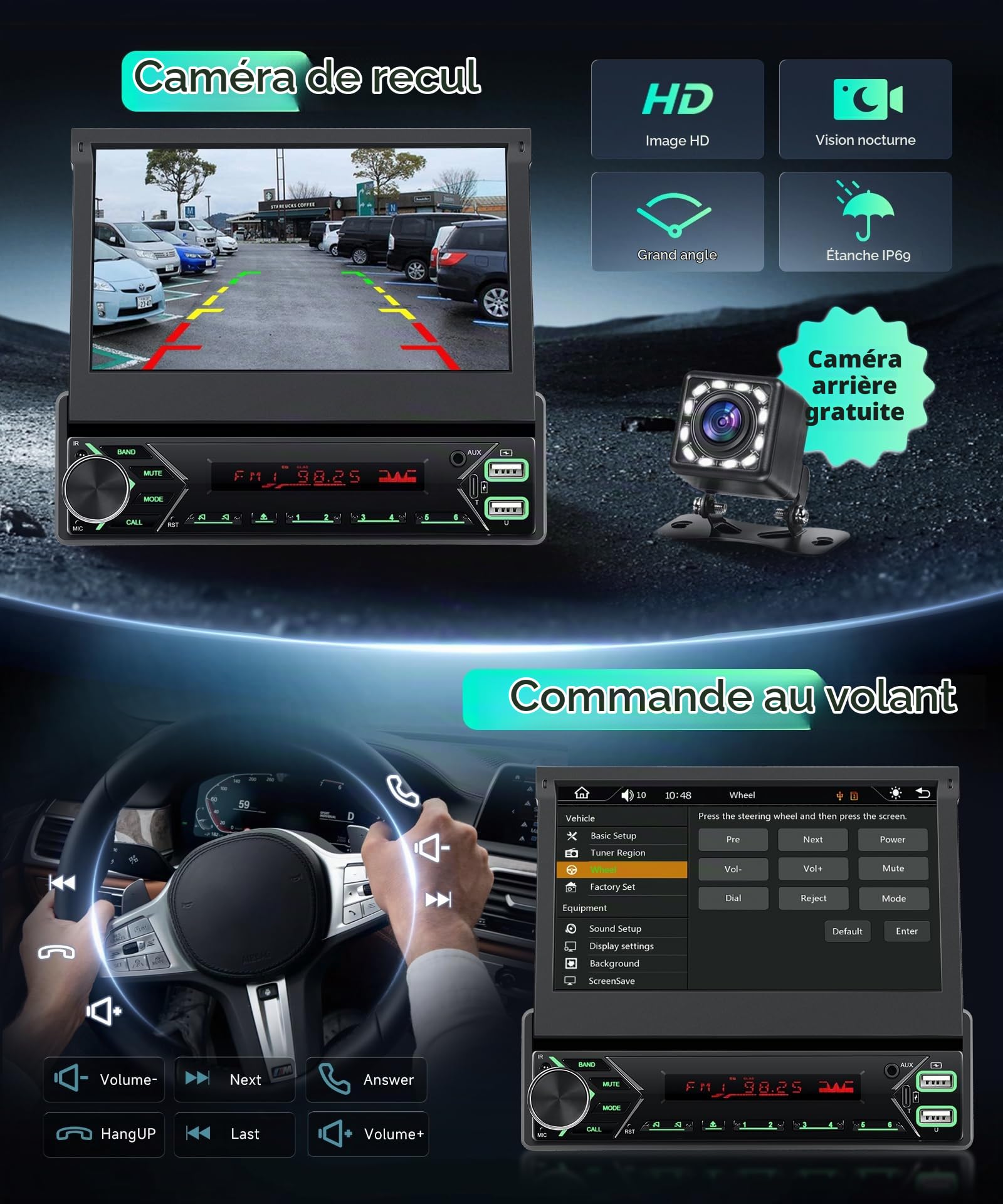 vechtel-autoradio-1-din-cran-7-dab-carplay-motoris image 5